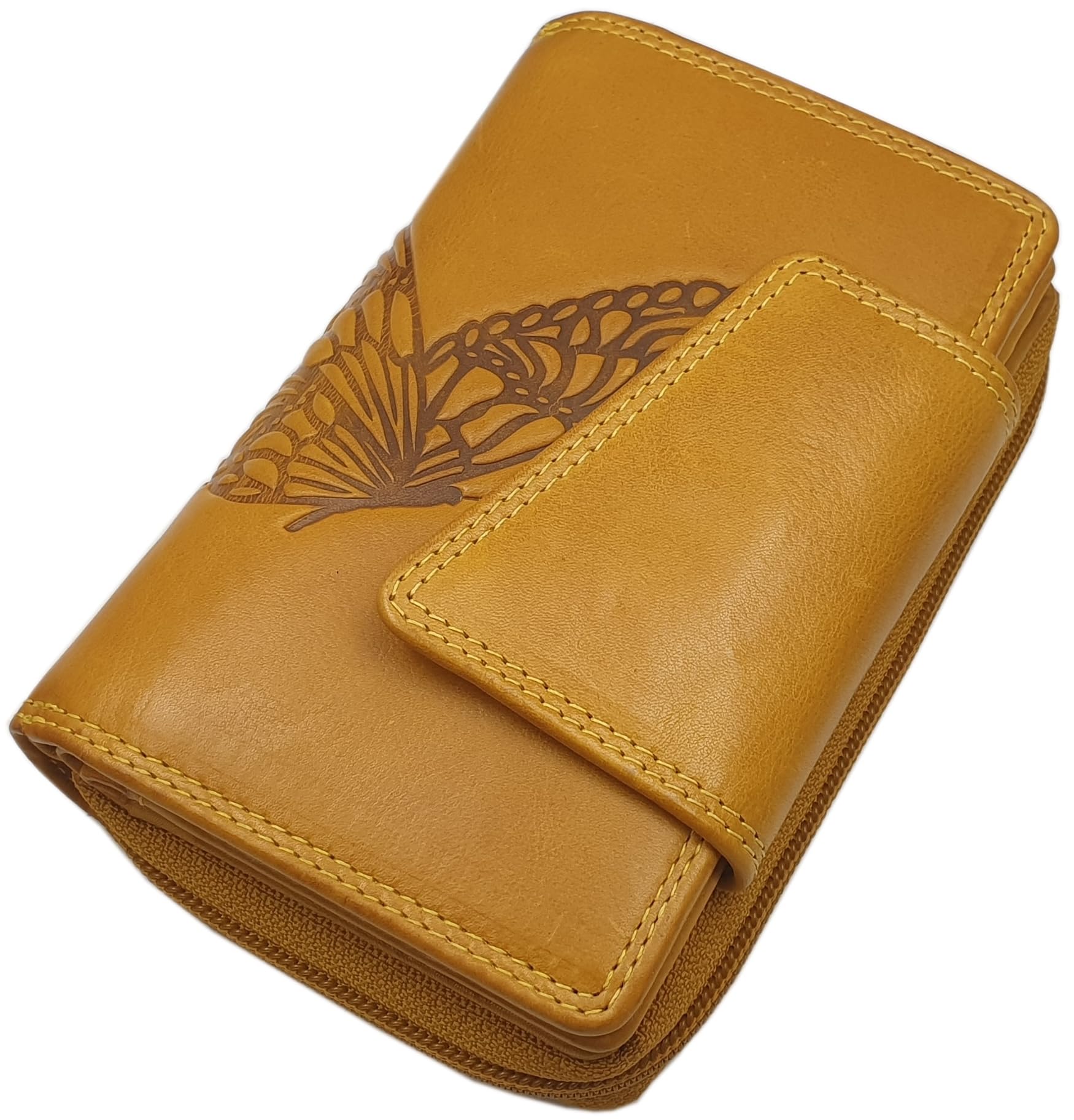 Cuero de Vaca Cartera para Mujer con Mariposa-Motivo o sin Motivo con Bloqueo RFID y NFC