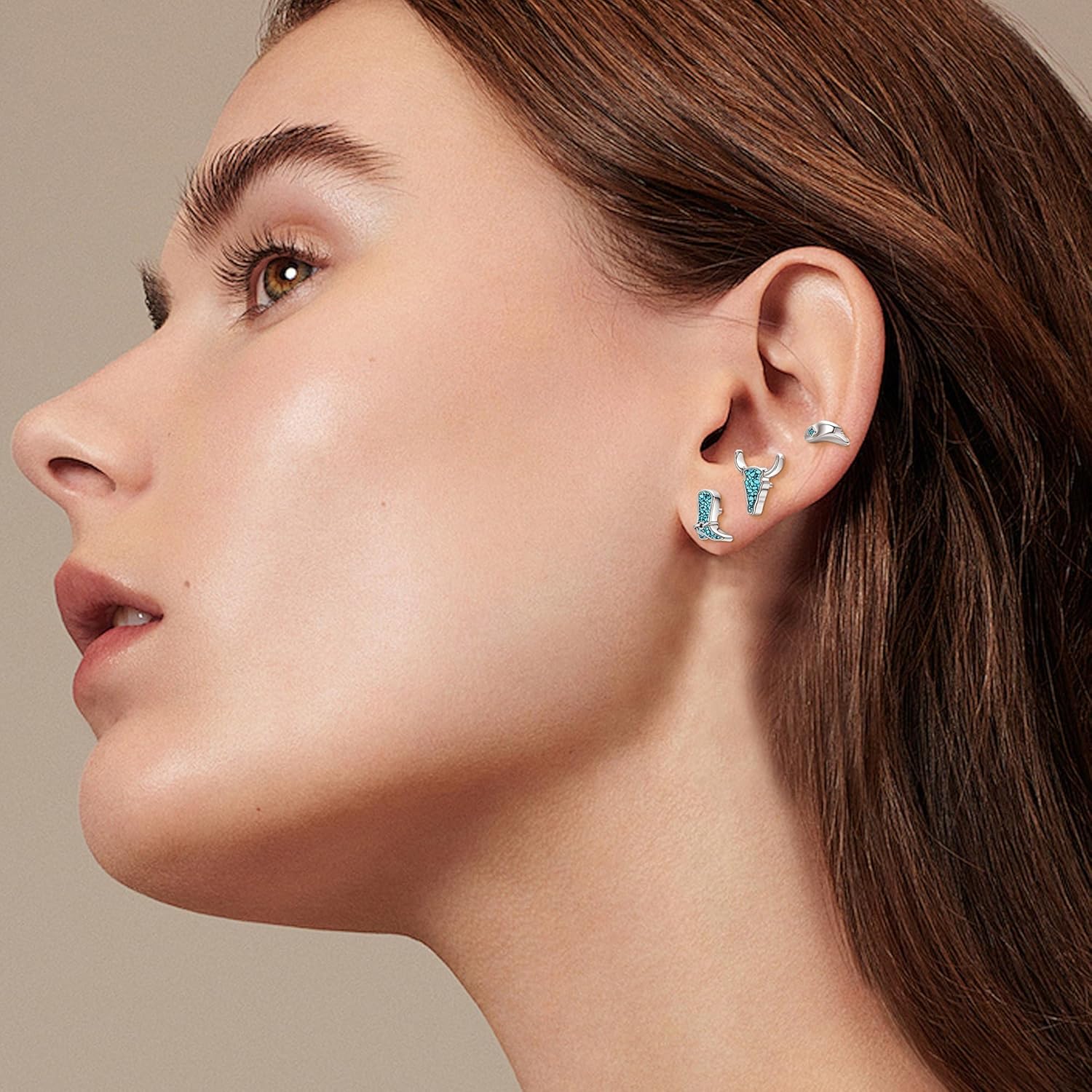 3PC Country Earrings Sterling Silver Cowboy Boot Earring Screwback Cowgirl Hat Country Jewelry Gifts For Women - Image 2