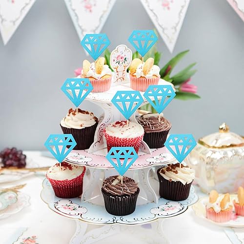 Miniatura 6 de 36 piezas de adornos de diamantes para cupcakes con purpurina de diamantes para despedidas de soltera, bodas, compromisos, aniversarios, fiestas de
