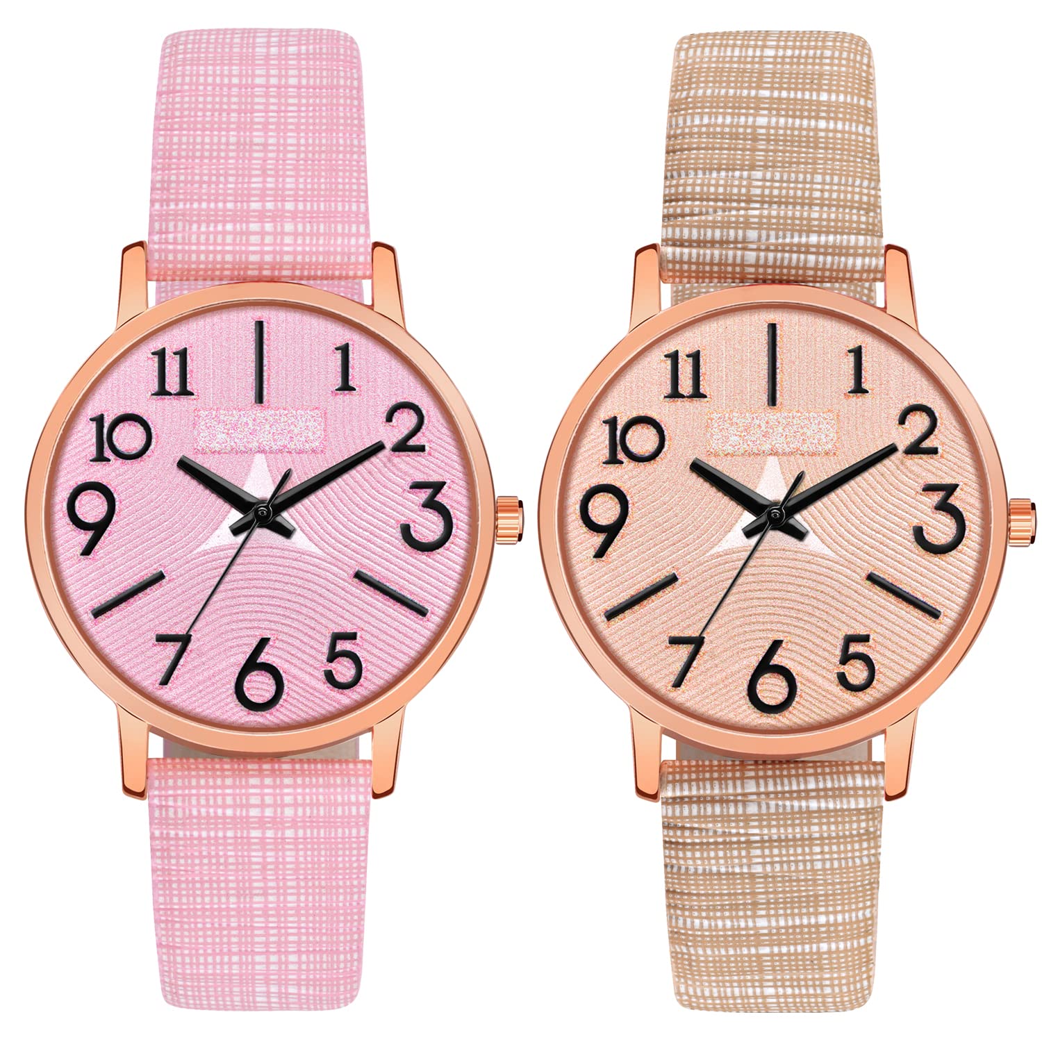CLOUDWOOD Analog Ladies Wrist Watches Combo Set of Watch for Women Girls (Pink & Skin Colored Dial and Strap) -MT348-349 (B09KTR7PSV) Amazon Price History, Amazon Price Tracker