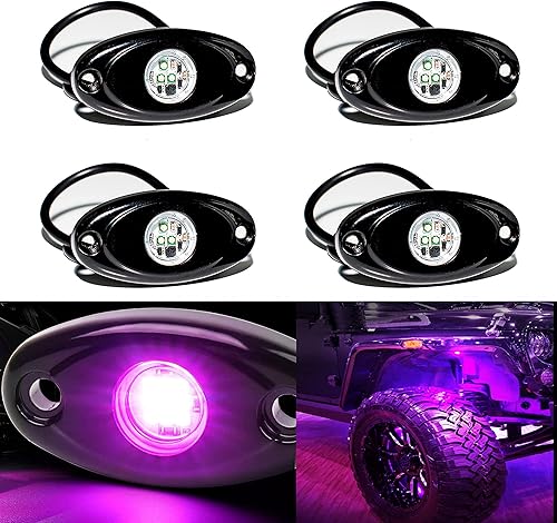 Miniatura 23 de Luces de roca LED 4PODS, de neón impermeable, luz para bajos de la carrocería para automóvil, camioneta, ATV, UTV, SUV, Jeep Offroad, lancha Azul