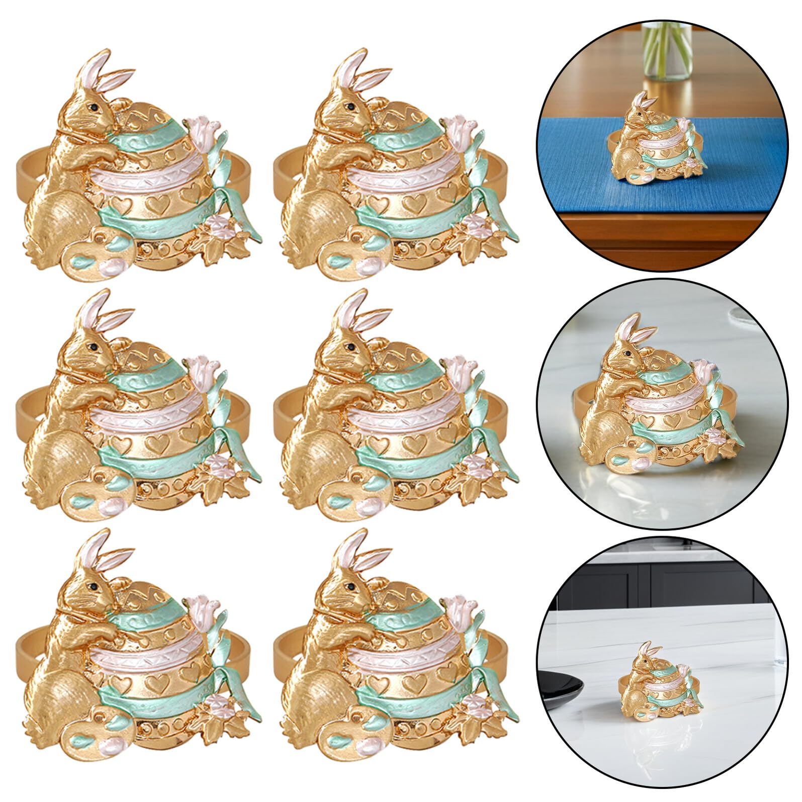 ULTECHNOVO 12stücke Teiliges Niedlicher Goldfarbener Kaninchen Serviettenringe Für Ostern Tischdekoration Für Festlichkeiten Für Partys Hochzeiten Und Besondere Anlässe