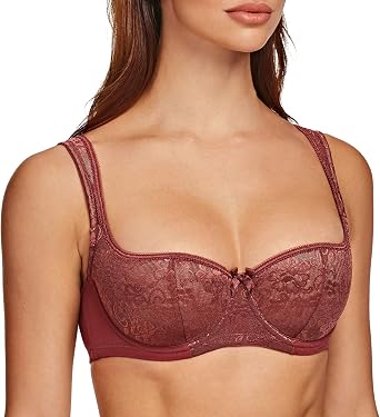 MELENECA Womens Balconette Bra with Padded Strap Half Cup Underwire Sexy Lace