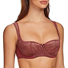MELENECA Womens Balconette Bra with Padded Strap Half Cup Underwire Sexy Lace