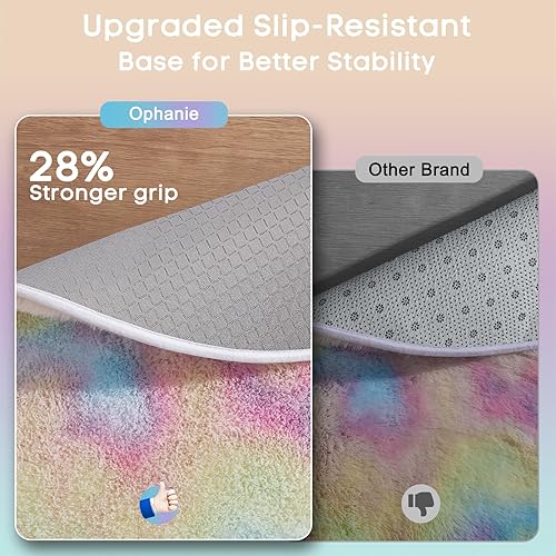 Miniatura 4 de Ophanie - Tapete de 4 x 4 pies, con arcoíris, unicornio, colorido, esponjoso, suave, bonito, mullido, peludo, redondo, para niños, niñas, bebés,