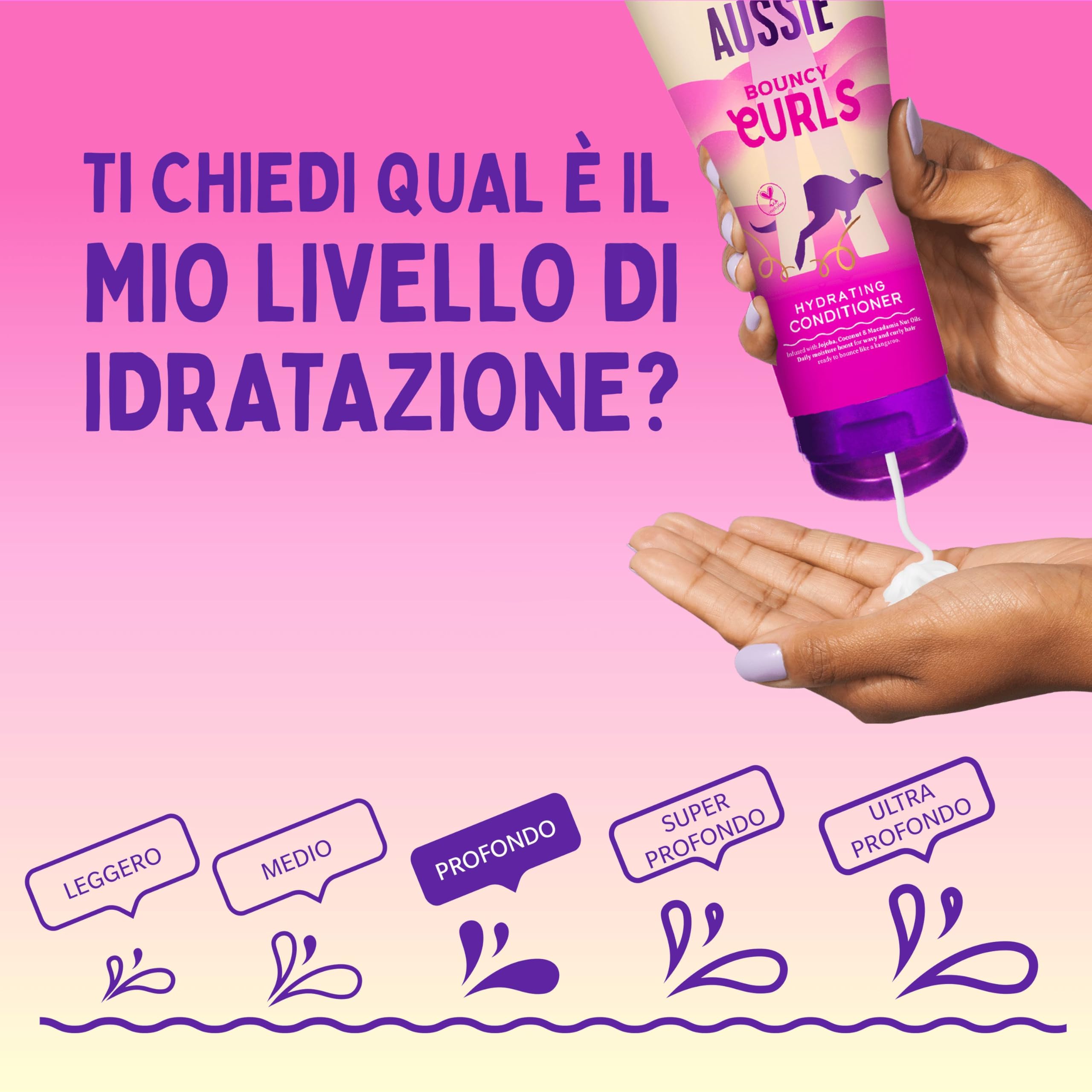 Aussie Bouncy Curls Balsamo Ricci Idratante 1000ml, Boost di Idratazione Quotidiana per Capelli Mossi e Ricci, Con Oli di Jojoba, Cocco e Macadamia, Non Appesantisce, Vegano e Cruelty-Free