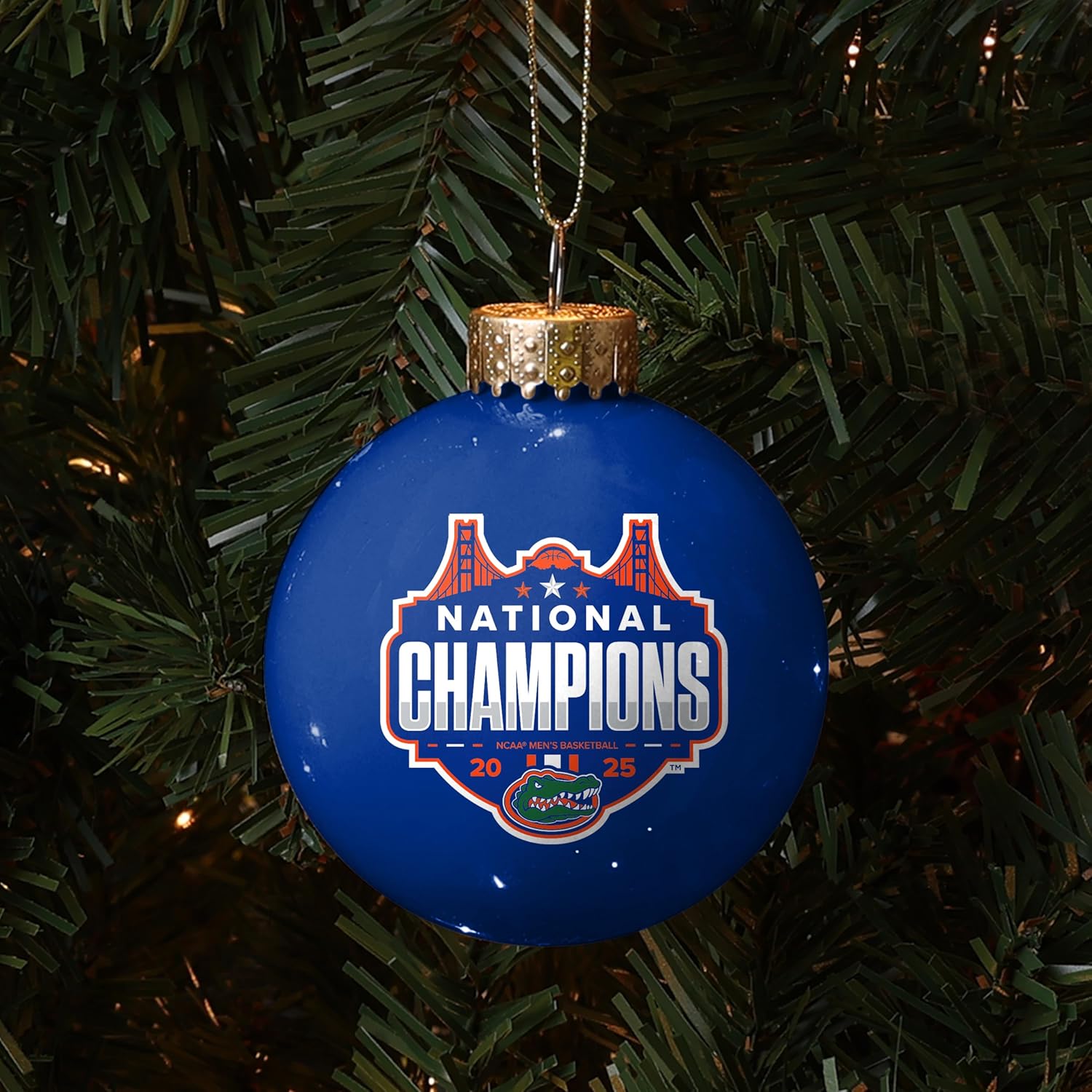 Team Beans Florida Gators 2025 NCAA Basketball National Champions Glass Ball Christmas Tree Ornament-2 5/8"-2 Sided-Blue - Image 3