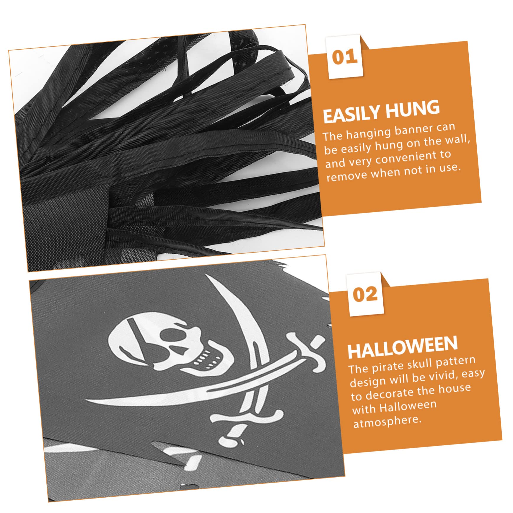 TOPBATHY 4 Pz Cordino Con Bandiera a Forma Di Teschio Striscioni Con a Teschio Bandiere Gagliardetto Pirata Bandiere Della Stamina All'aperto Striscione Festa Di Halloween Poliestere