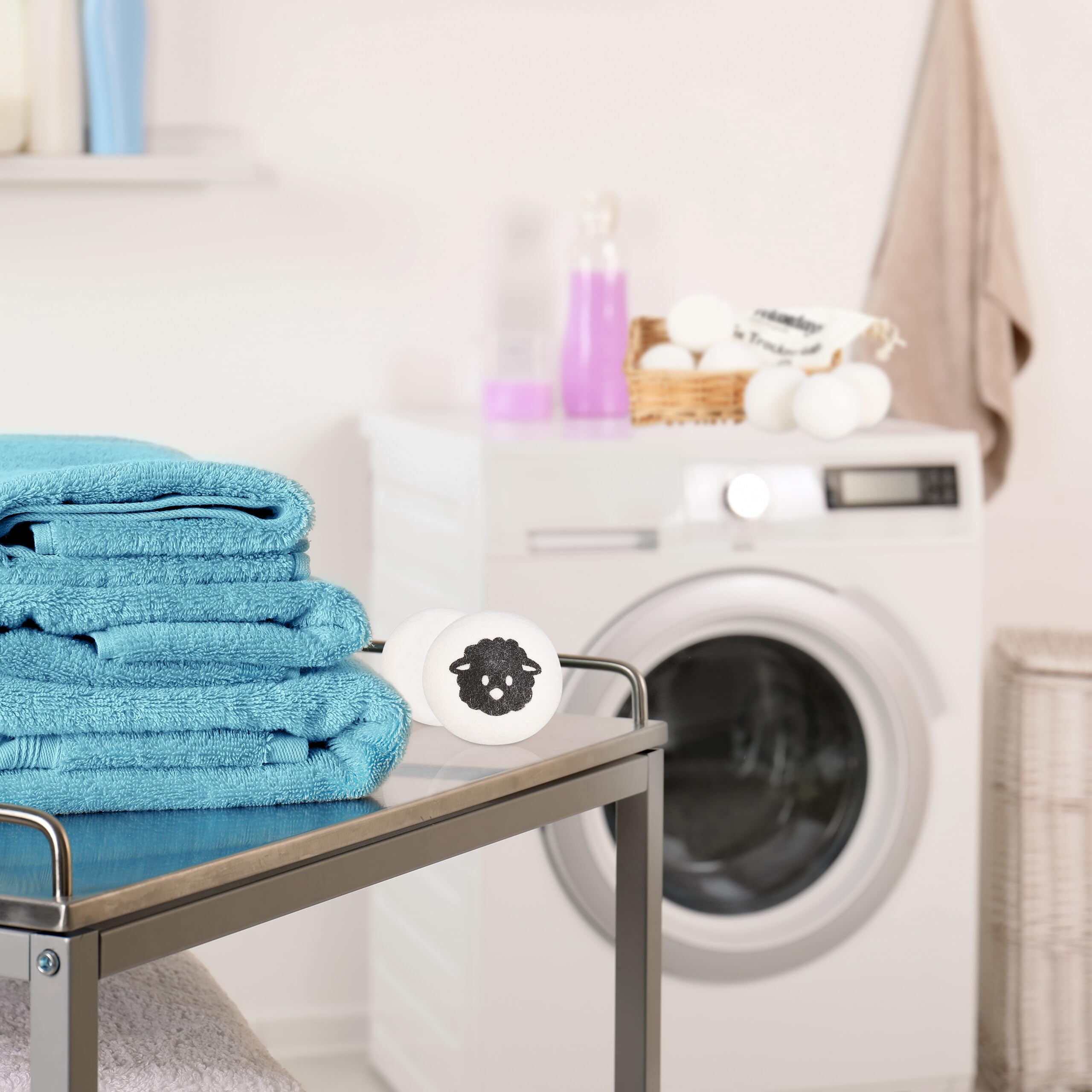 Relaxdays Piłki do suszarki, zestaw 8 sztuk, wełna owcza, kulki do suszarki bębnowej, przyjazne dla środowiska, szybkie schnięcie, białe