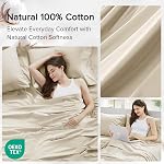 Comfort Spaces 100% Cotton Sheets King, Breathable & Ultra Soft Cotton Sheets, Naturally Cool Cotton Bed Sheets with 14" Elastic Pocket Fits up to 16" Mattress, All Seasons Sheet Set, Cream 4 Piece