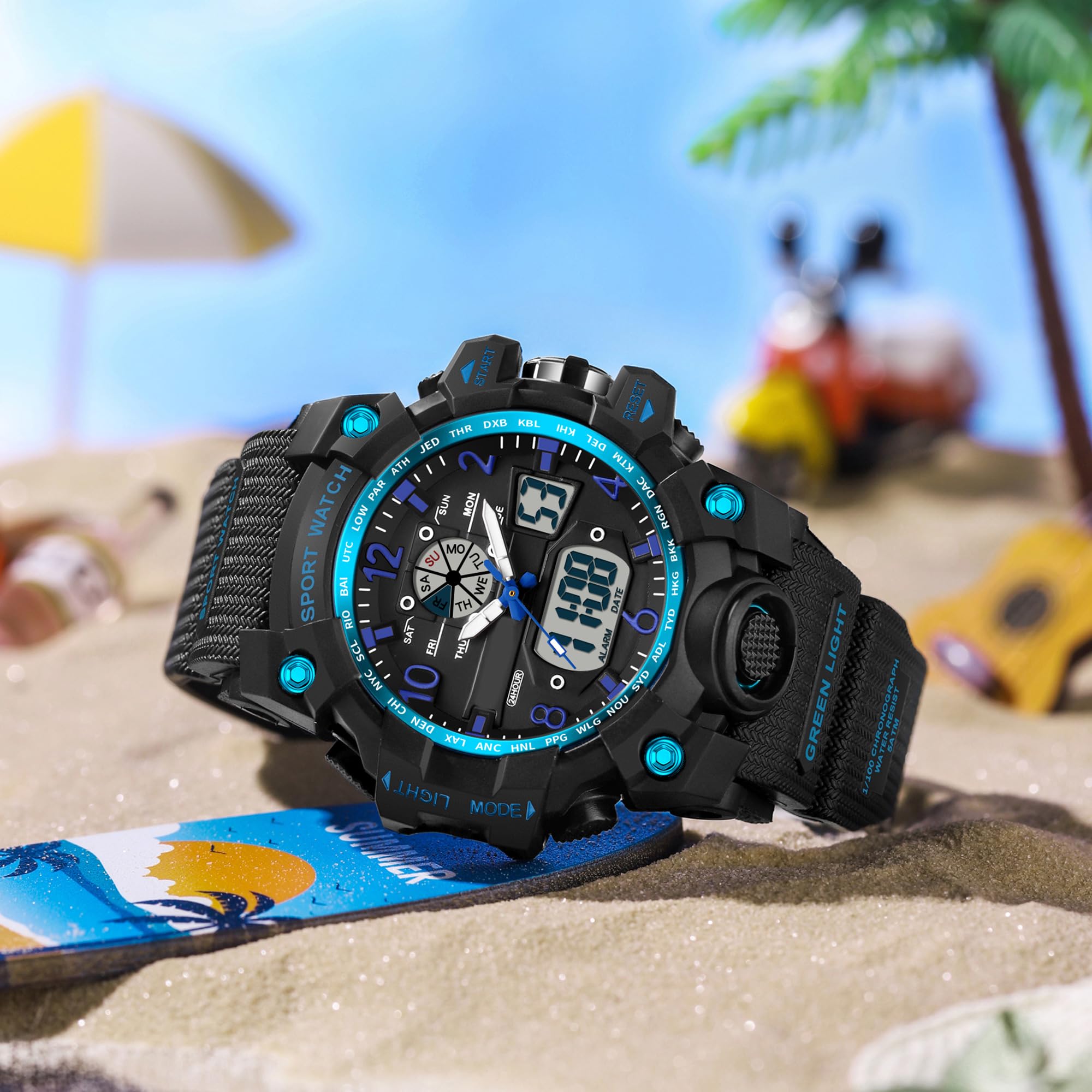 Reloj de pulsera digital deportivo para mujer, resistente al agua, 5 ATM, reloj digital para niños, analógico, digital, deportivo, LED, multifunción, con alarma, fecha, cronómetro, para exteriores