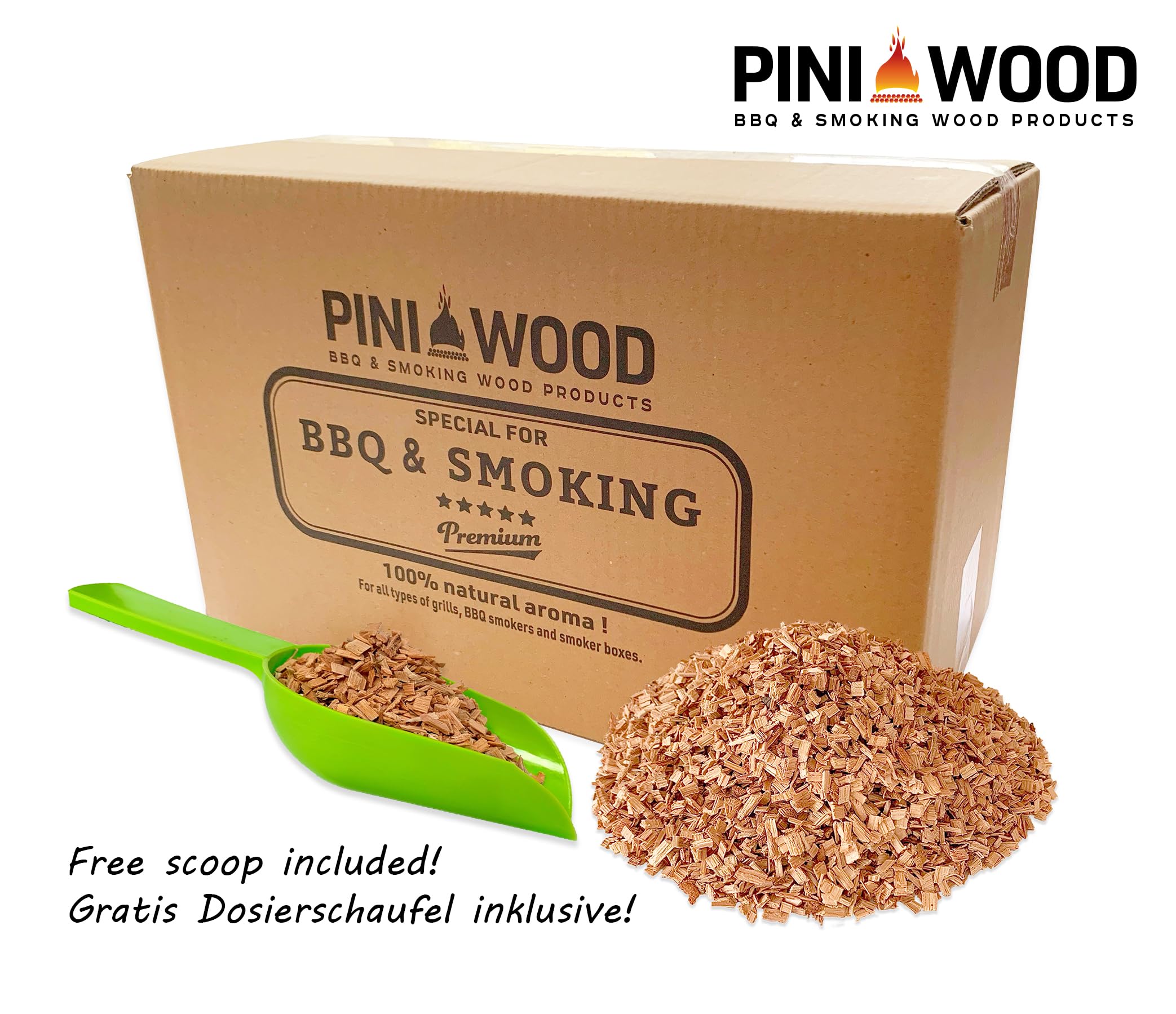 PINI 5 kg di trucioli per affumicatura, mela, 4-6 mm, trucioli per affumicatura, 18 litri