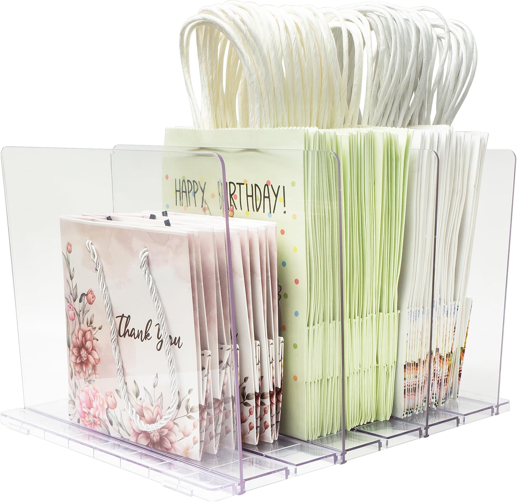 Gift Bag Storage Organizer, Acrylic Clear Shopping Bag Organizer, Adjustable Shelf Divider Bag Organizer for Small Closet, 1 Pack