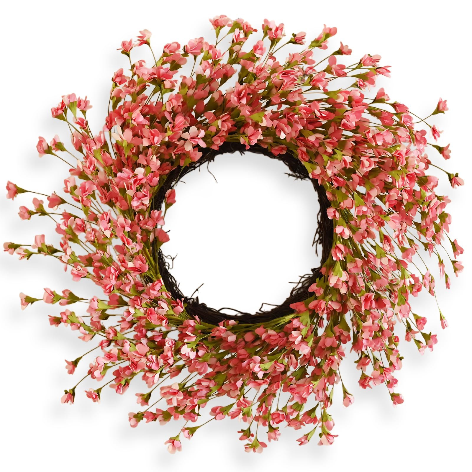 Huashen 24 Inch Pink Spring Wreath