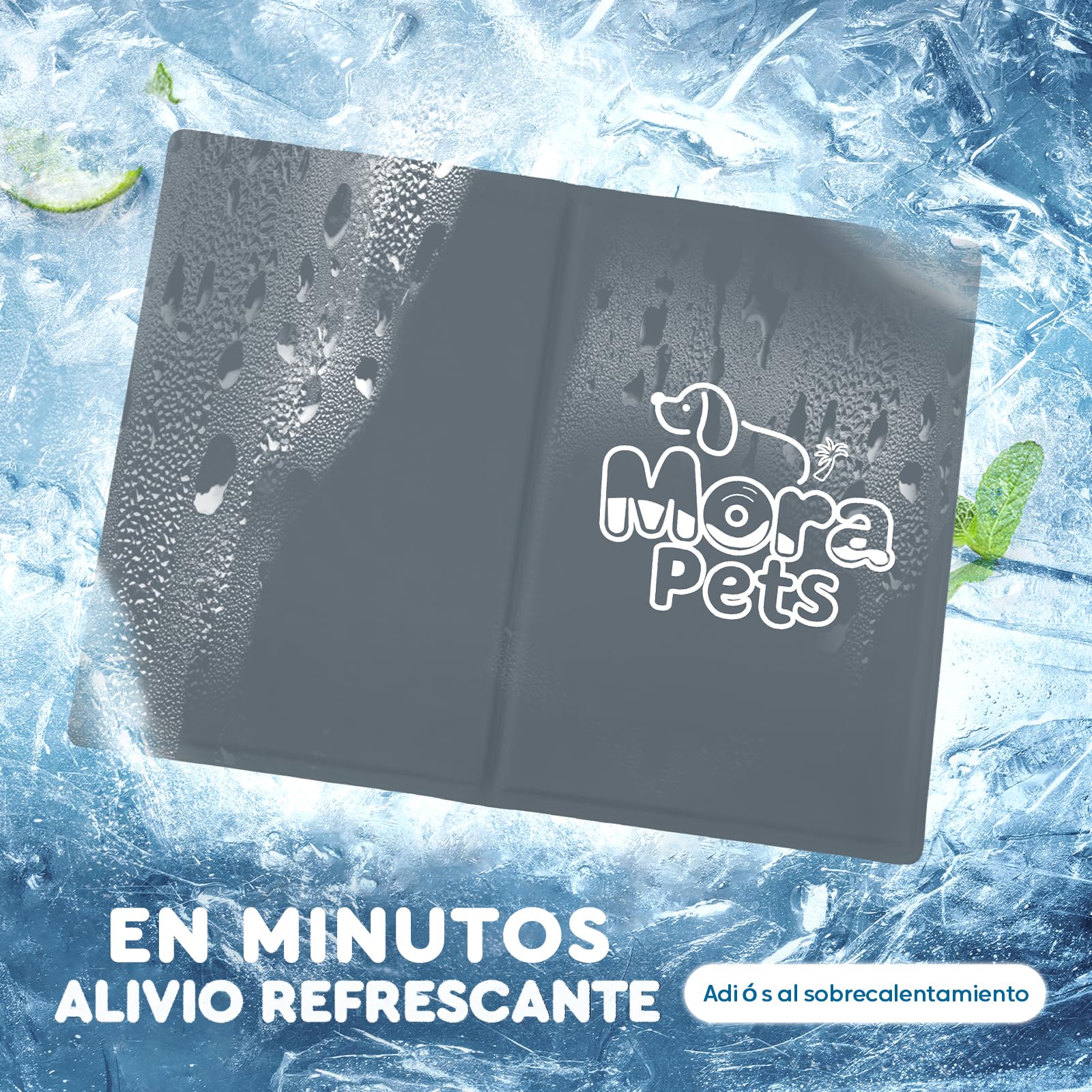 Mora Pets Manta refrescante Perro Cama refrescante para Perro y Gato No tóxico.Alfombra colchoneta Fria de Verano Fresca Cama refrigerante para Mascotas pequeños medianos Grande Gris M 65 x 50 cm