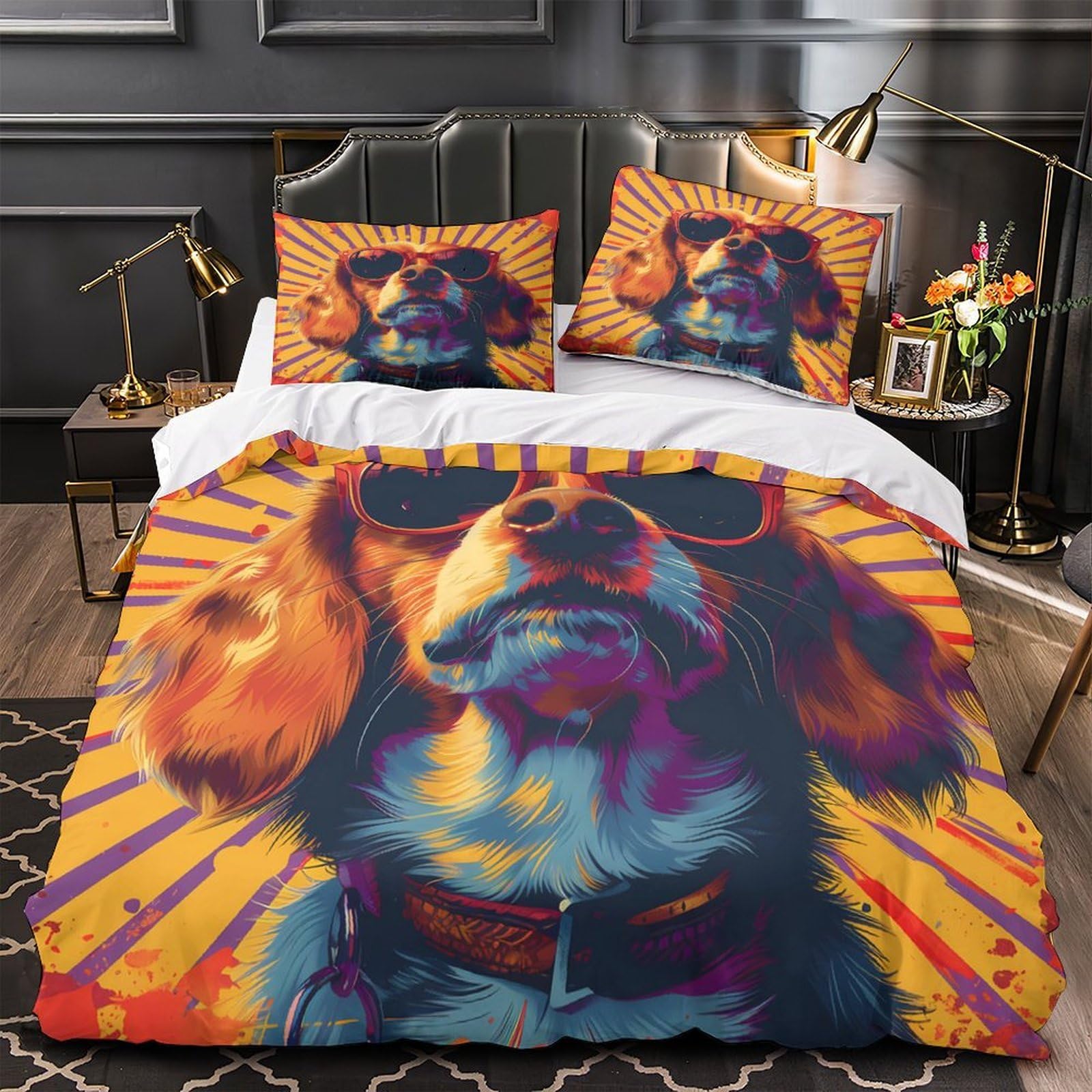 Housse de couette chien 135x200cm, cadeau idéal pour enfant