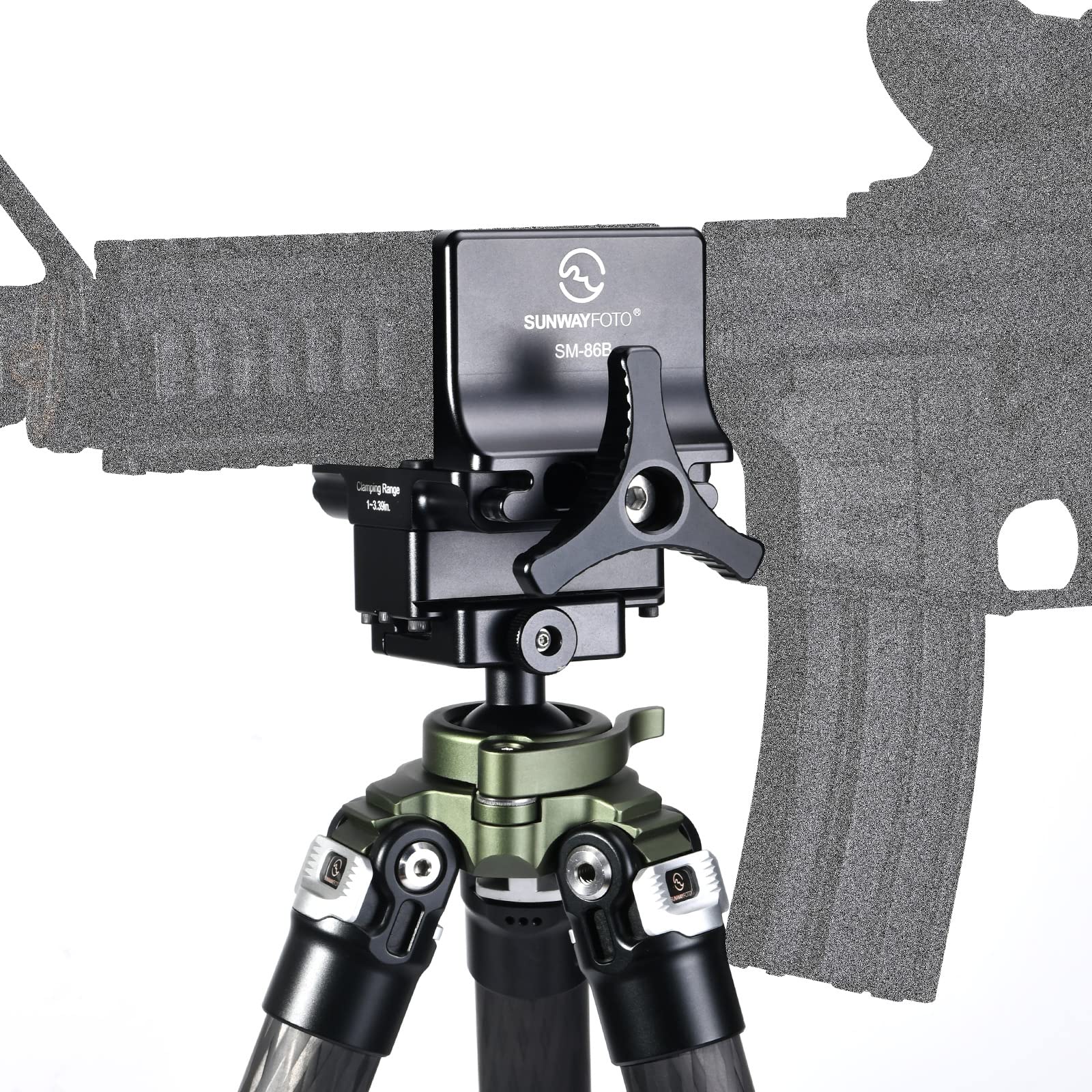 SUNWAYFOTO SM-86B Jagd-Stativ, Gewehrablage für Schießen, Sattelhalterung auf Arca Swiss Klemmadapter, Schwarz