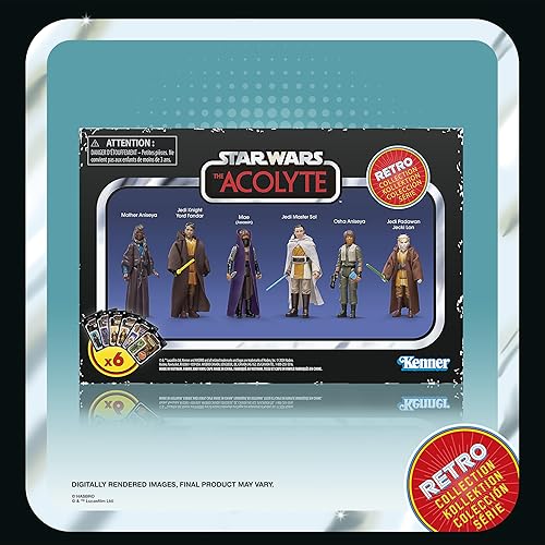 Miniatura 29 de STAR WARS Retro Collection The Acolyte - Paquete múltiple de figuras de acción coleccionables de 3.75 pulgadas, paquete de 6
