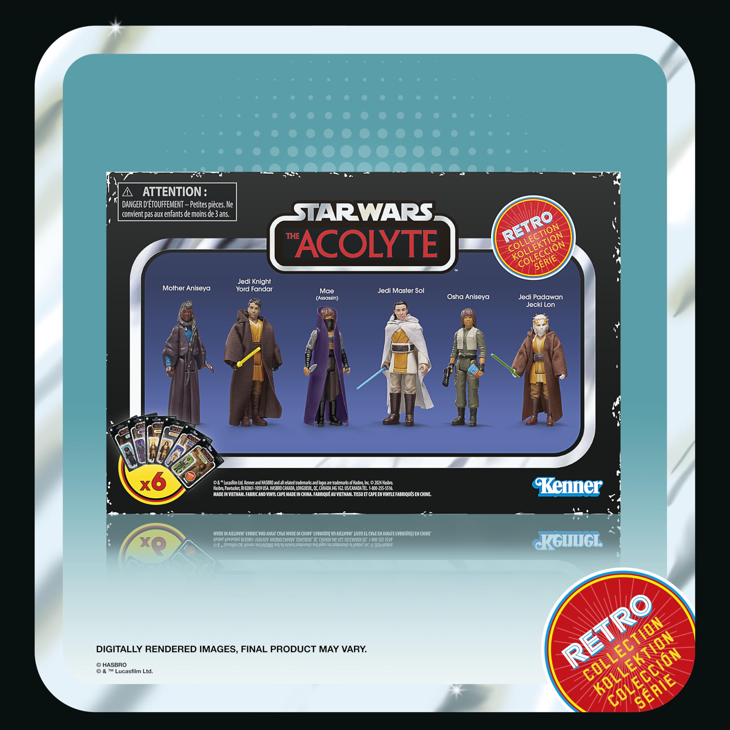 Star Wars La Colección Retro, The Acolyte, Pack múltiple de 6 Figuras de acción de 9,5 cm
