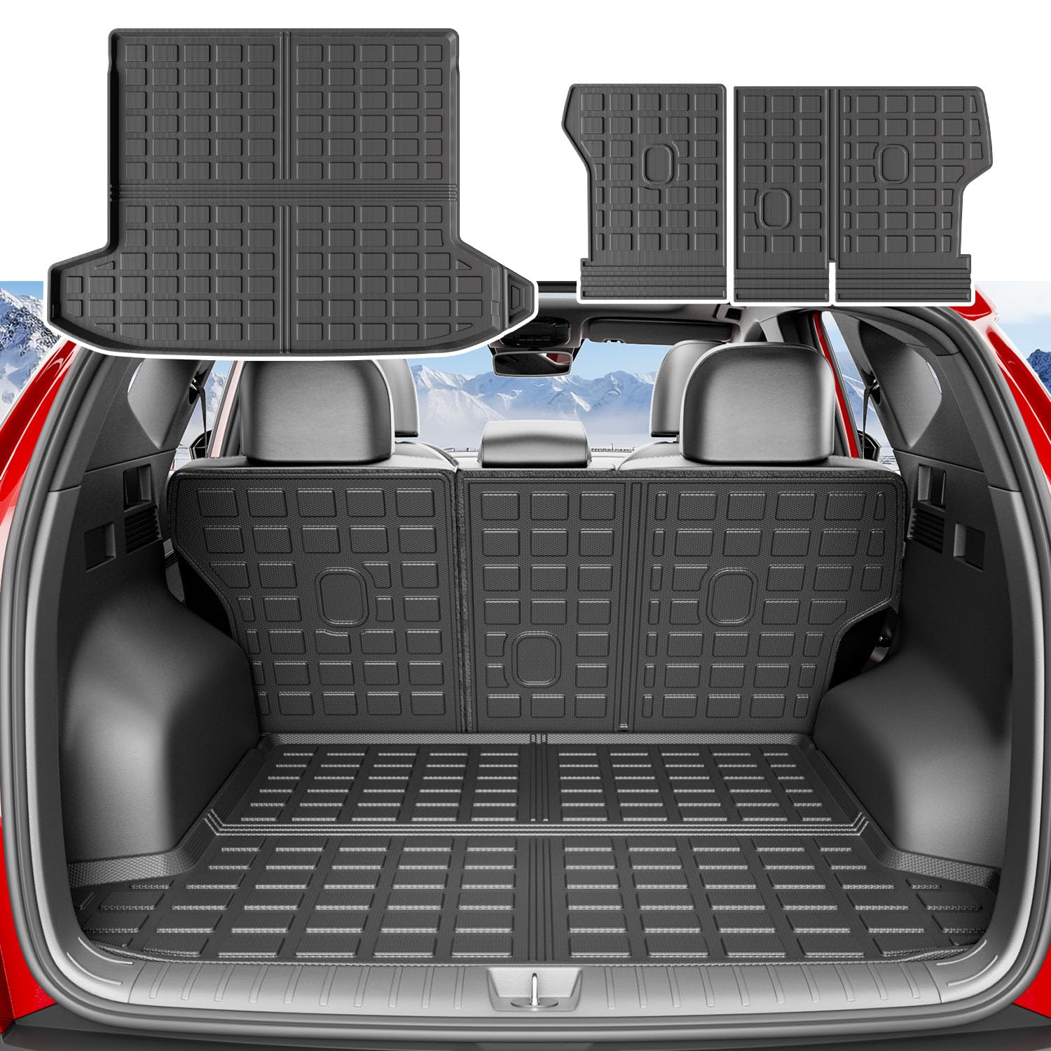 xipoqix Cargo Mat Backrest Mat Compatible with 2022-2026 Tucson Cargo Liner Back Seat Protector Replacement for 2022-2025 2026 Tucson Accessories (Trunk Mat with Backrest Mat) Compatible with Tucson | 2020-2026