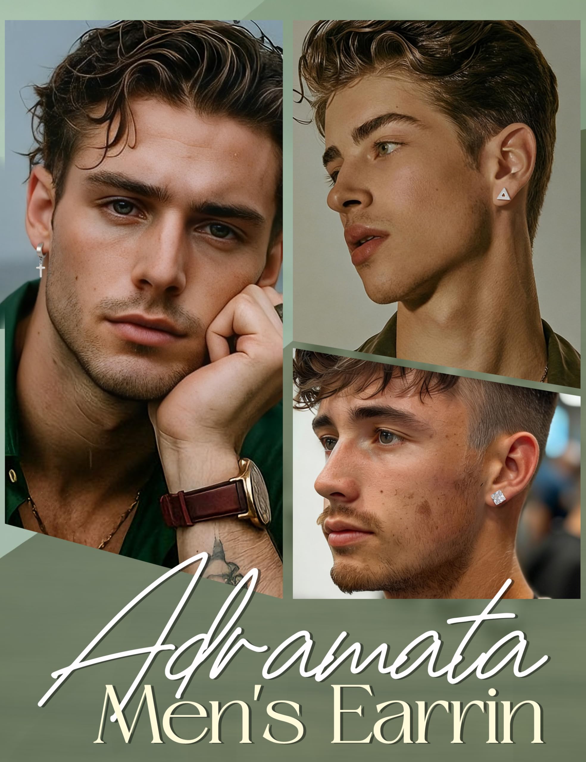 Adramata Set Orecchini Uomo Orecchini Acciaio Inossidabile Orecchino Neri Anallergici Orecchino Cerchio Regalo di Gioielli per Uomo