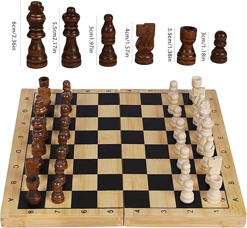 Miniatura 4 de TOWO - Juego de ajedrez, damasborradores y backgammon 3 en 1 de madera, combo clásico de juego de mesa para niños y adultos, juegos de estrategia