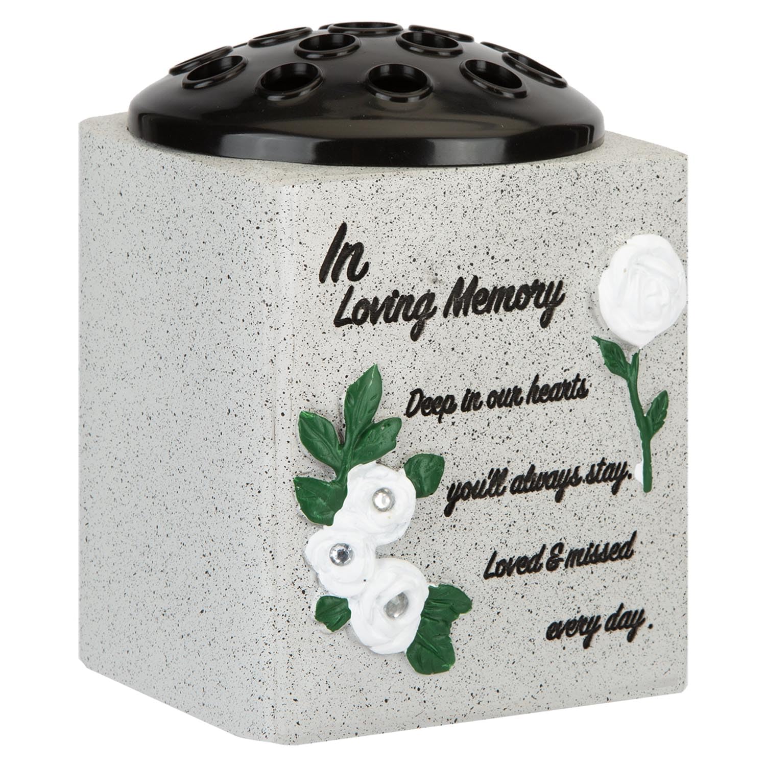 VFM e-Store - Memorial Ornament Flower Pot Sad, Emotional, Remembrance - 14cm X 13.5cm Grey X 1