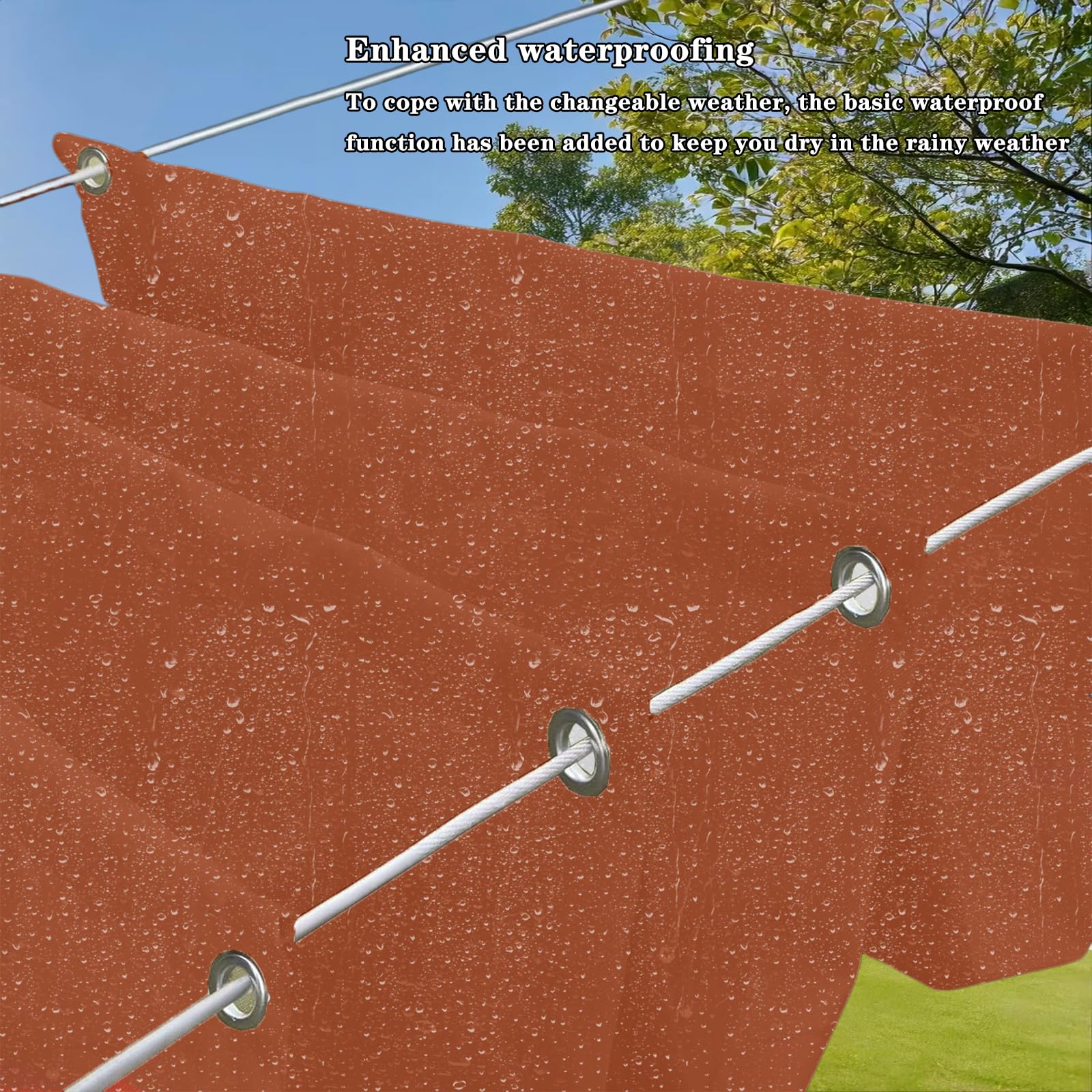 Toldo Retráctil Ondulado 2.8 x 20 m Impermeable, 98% Rayos UV Resistente Al Desgarro, Toldo de Vela Rectangular Tela, con Ojales y Cuerdas para Jardín, Pergola, Rojo óXido