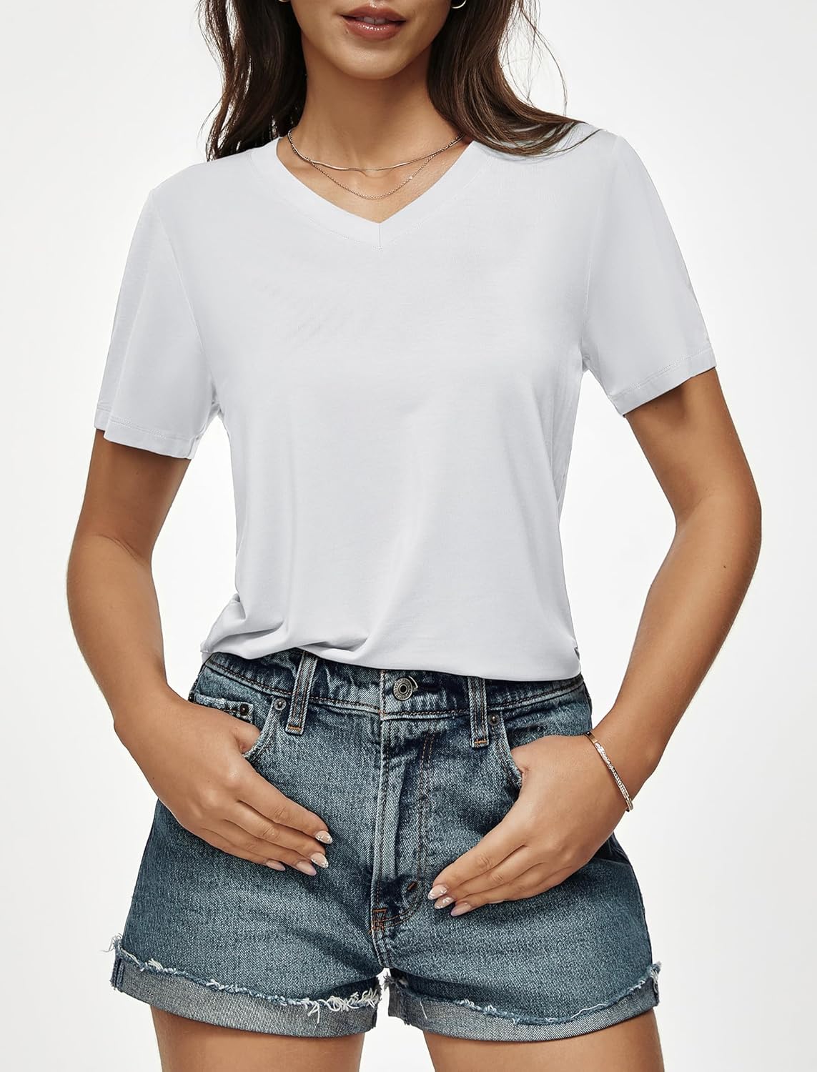 Workout Tops for Women Loose Fit Short Sleeve Shirts Crew Neck Athletic Yoga Basic T Shirts - Image 3