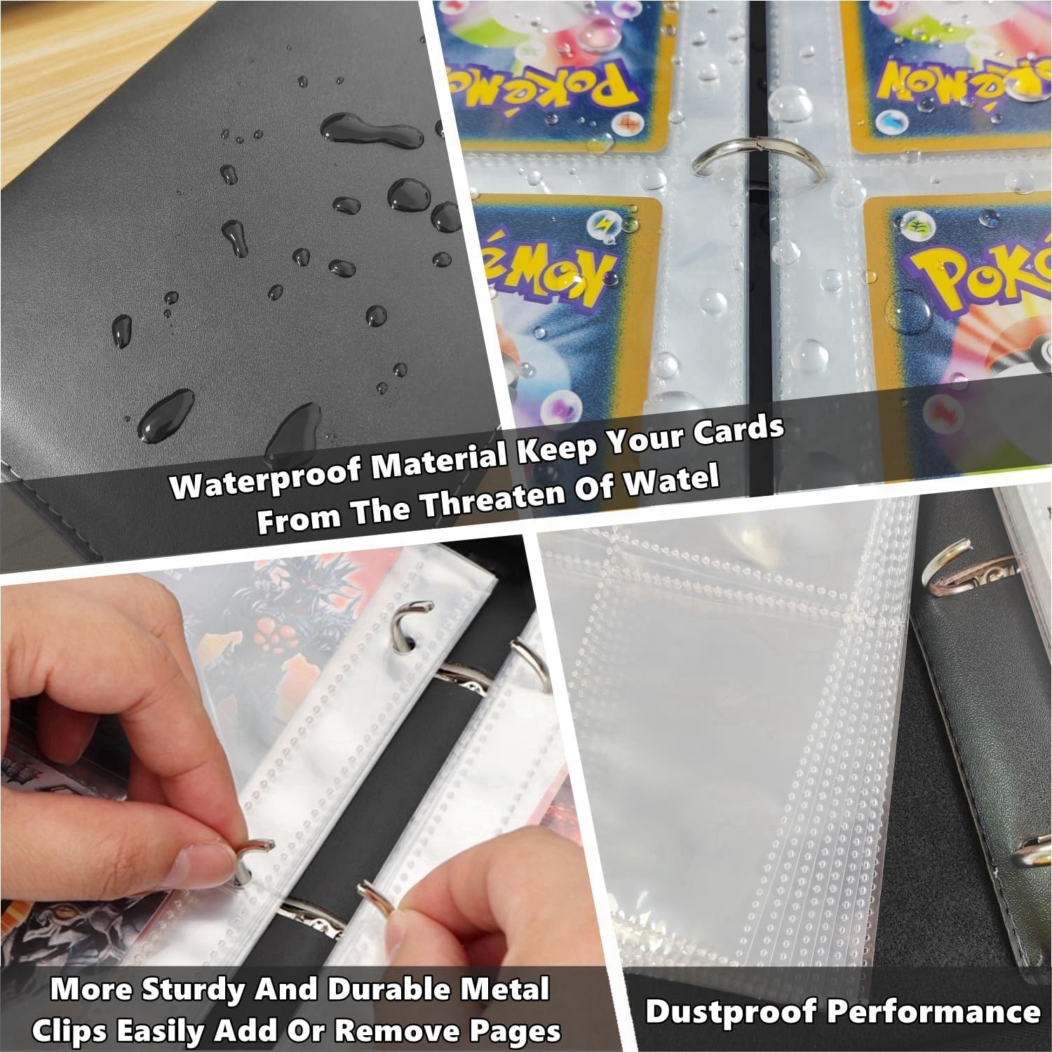 Trading Card Binder 9 Pocket,900 Pockets Card Binder for Pokemon Cards with Zipper,50 Sleeves Card Holder Compatible with Standard Card,Sport Card,Game Card-Gift for Boy and Girl (Yellow, 9-Pockets)