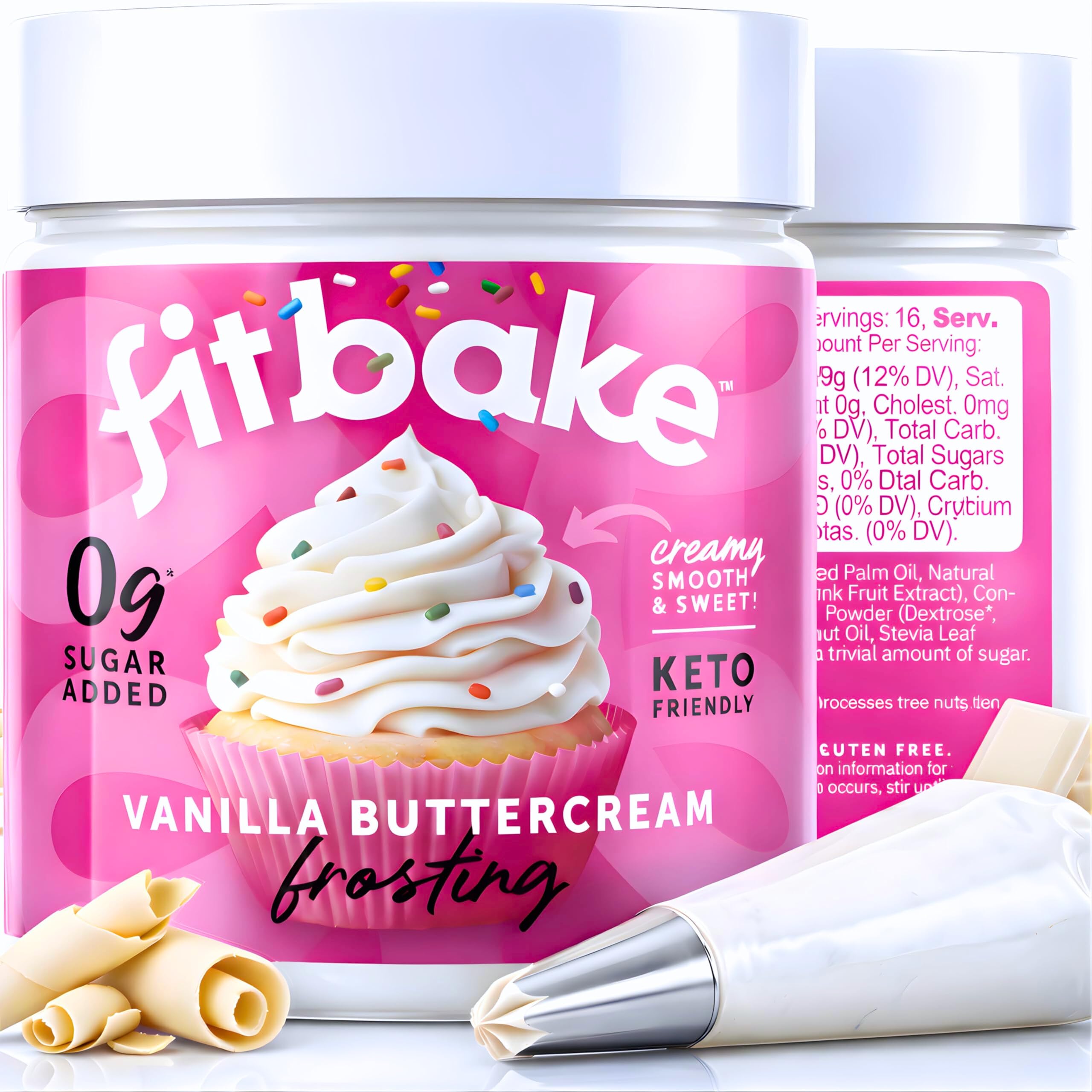 FitBake Vanilla Buttercream Frosting | Keto Frosting for Low Carb Desserts | No Sugar Added Keto Icing For Keto Cakes | 0g Net Carbs | Gluten Free Frosting | Low Carb Food | Keto Friendly 8oz