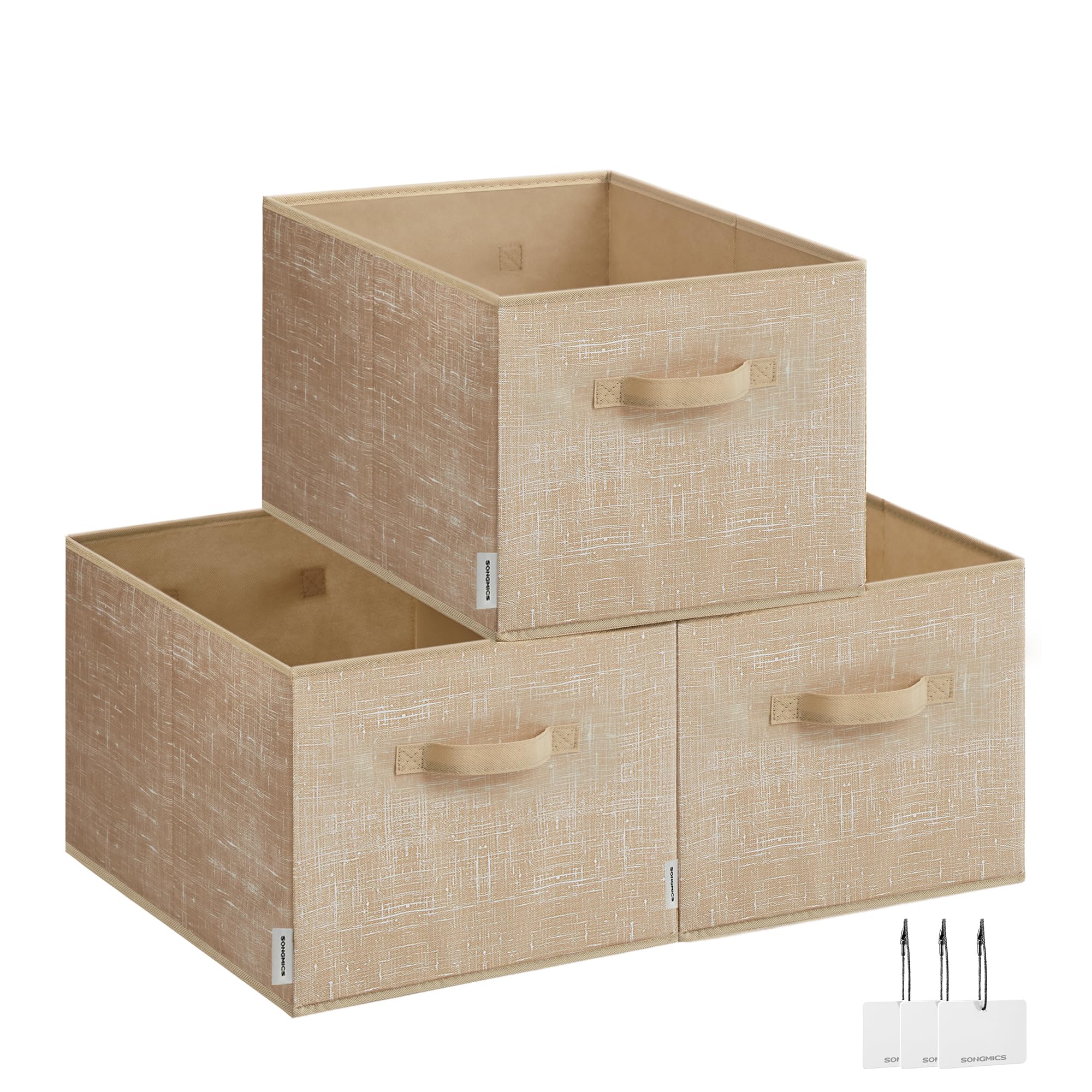 Scatole Portaoggetti SONGMICS Set Di 3 - Organizzatori Pieghevoli Con Coperchio Grigio Ardesia 40x30x25 Cm - Foto 3