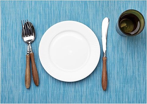 Miniatura 8 de LEXMORE Juego de 6 manteles individuales tejidos de vinilo/plástico para mesa de cocina, interior/exterior, lavables, manteles individuales lavables