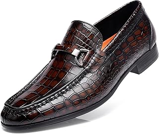 GOLDEN COXES FAMILY Casual Leather Dress Shoes for Mens, Luxury Formal Crocodile Printed Moe-Toe Slip-on Penny Bit Loafer ... Price In India