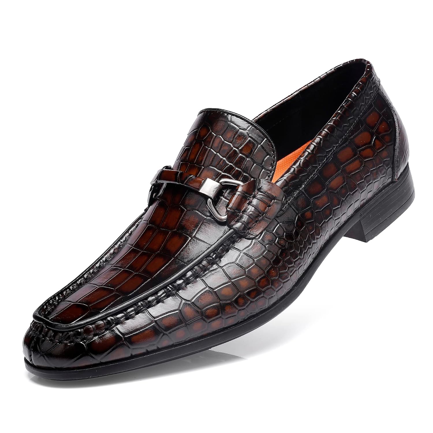 GOLDEN COXES FAMILY Casual Leather Dress Shoes for Mens, Luxury Formal Crocodile Printed Moe-Toe Slip-on Penny Bit Loafer ... - Review, Price and Buying Guide