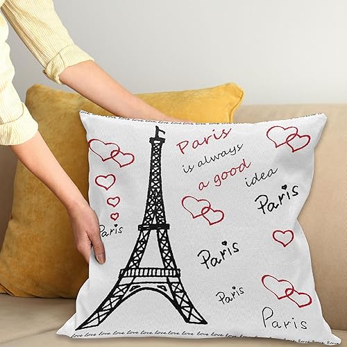 Miniatura 2 de Ambesonne Funda de cojín con diseño de la Torre Eiffel, París es siempre una idea, decoración de lugares de turismo, funda de almohada cuadrada