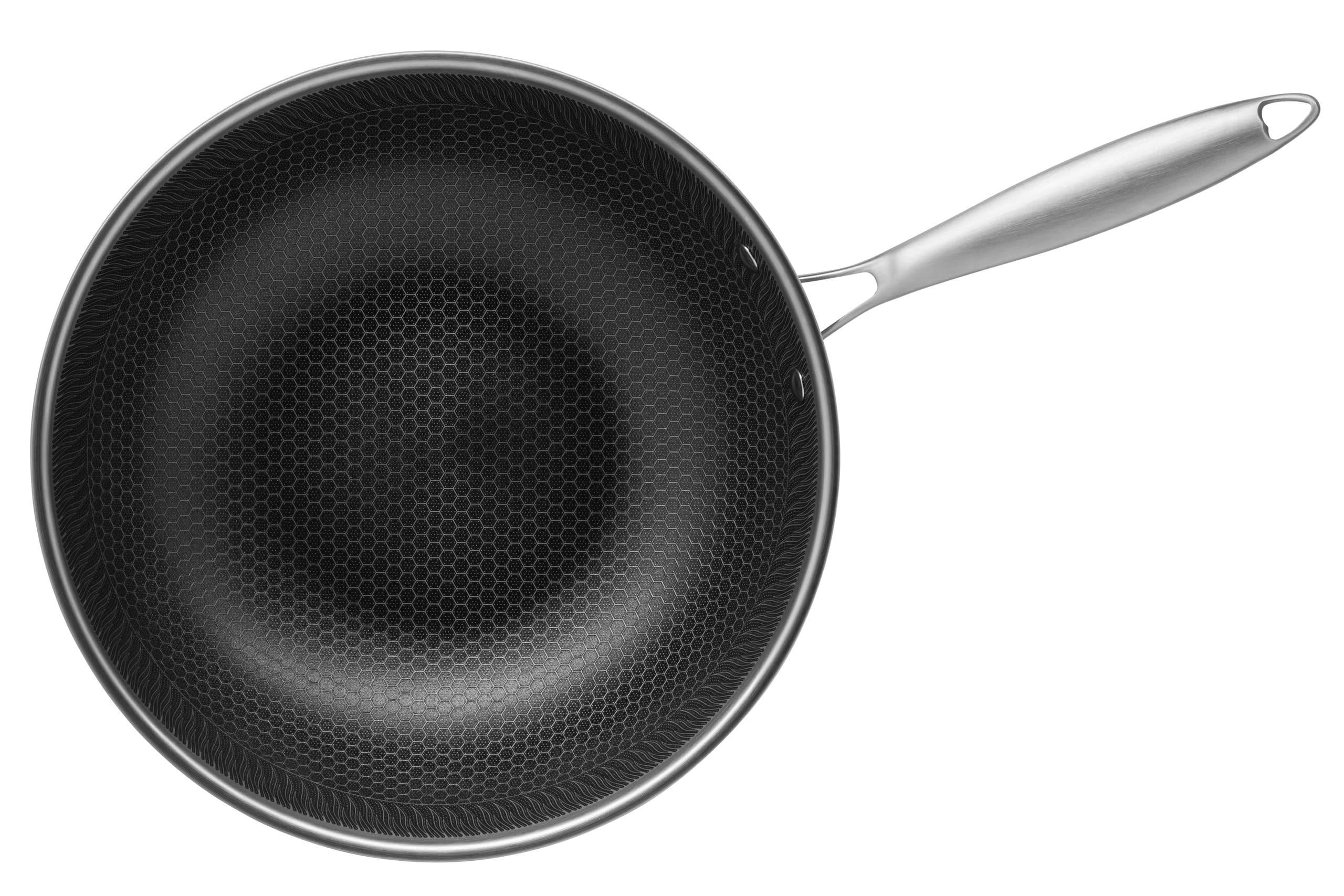 MÄSER Hestia, Wok 30 cm, Edelstahl keramikbeschichtet mit Wabenstruktur, Silber/Schwarz