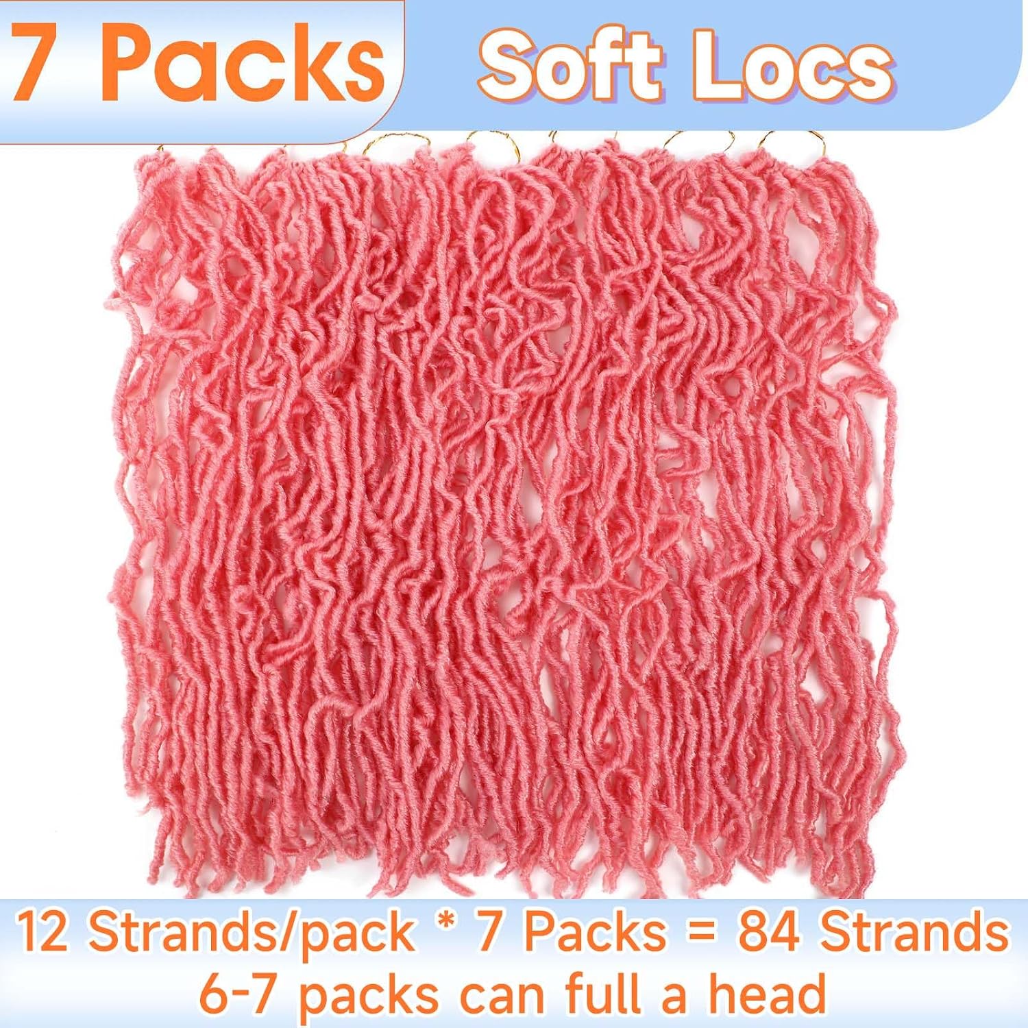 Pink Soft Locs 22 Inch Faux Locs Crochet Hair 7 Packs Faux Locs Hair Goddess Locs Crochet Braids For Black Women Pre Looped Butterfly Locs Crochet Hair Braids Extensions(22inch, 7 Packs, Pink)