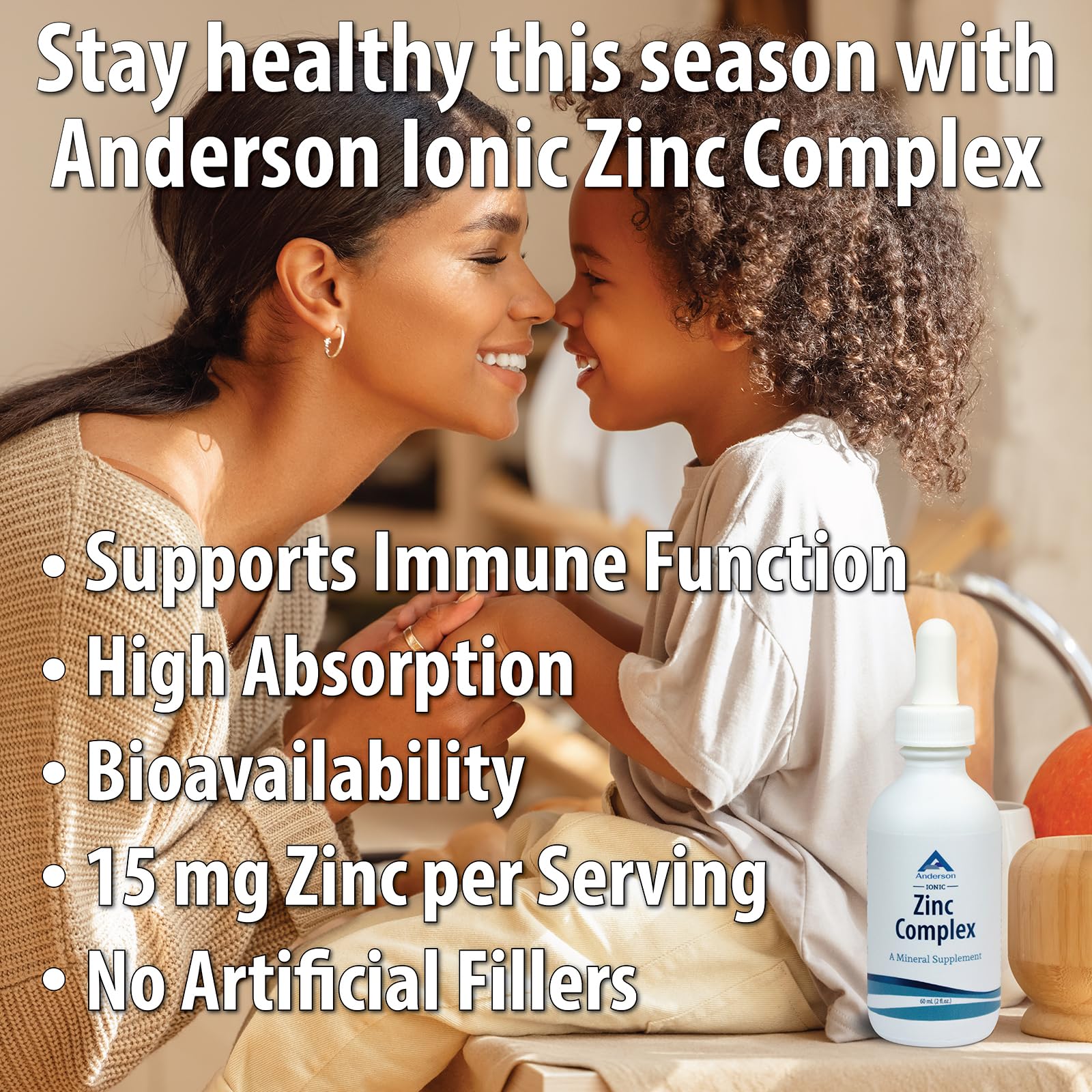 Anderson Ionic Zinc Complex, Liquid Drops for Immune Support, 15mg Zinc Sulfate per Serving, Balanced Trace Mineral Dietary Supplement for Women, Men, 60 Servings, 2oz Bottle — Amazon image 3