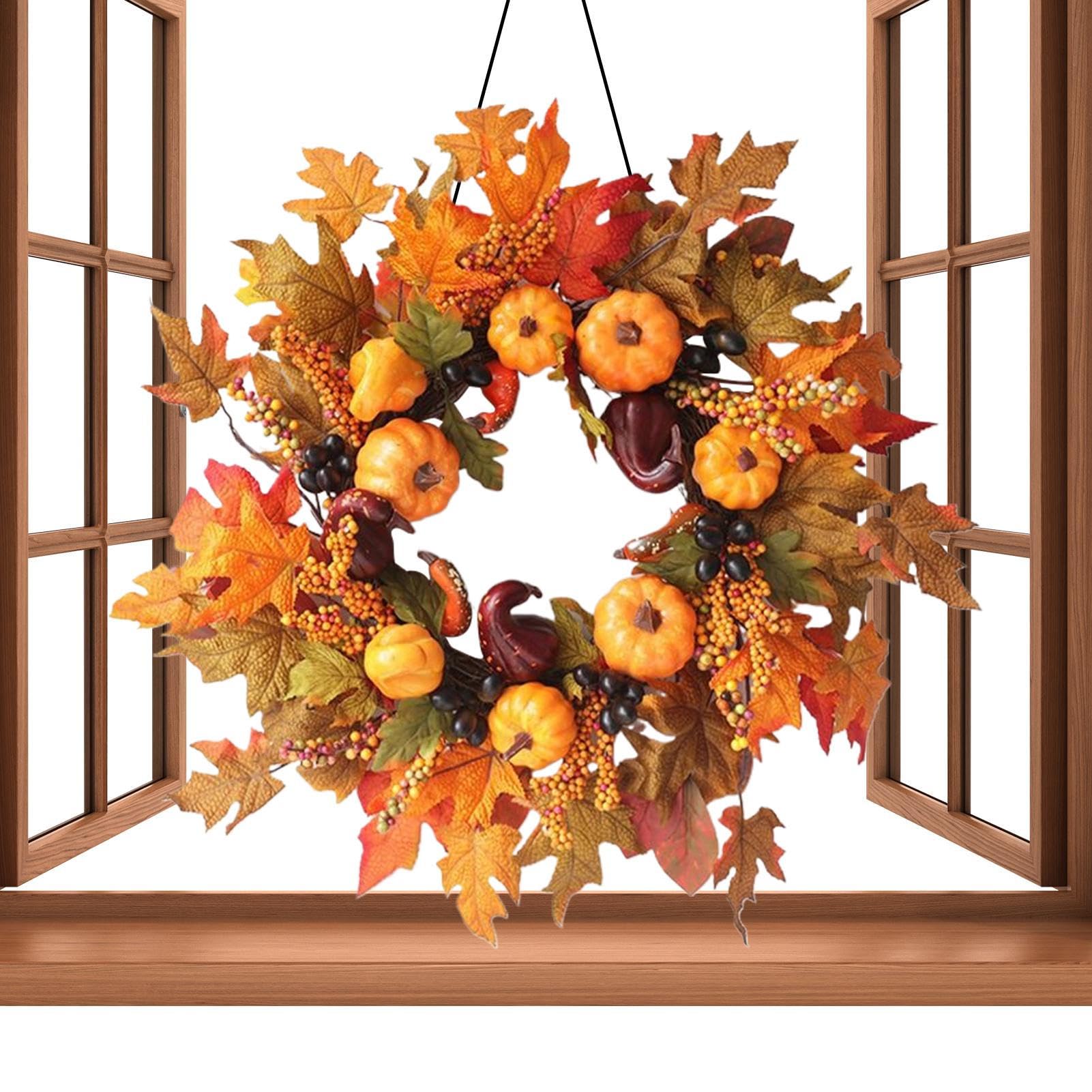 Couronne d'automne de 40cm pour décoration de porte d'entrée et salon