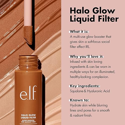 Miniatura 3 de e.l.f. Filtro líquido Halo Glow, potenciador de tez para un aspecto brillante y suave de enfoque, infundido con ácido hialurónico, vegano y libre de