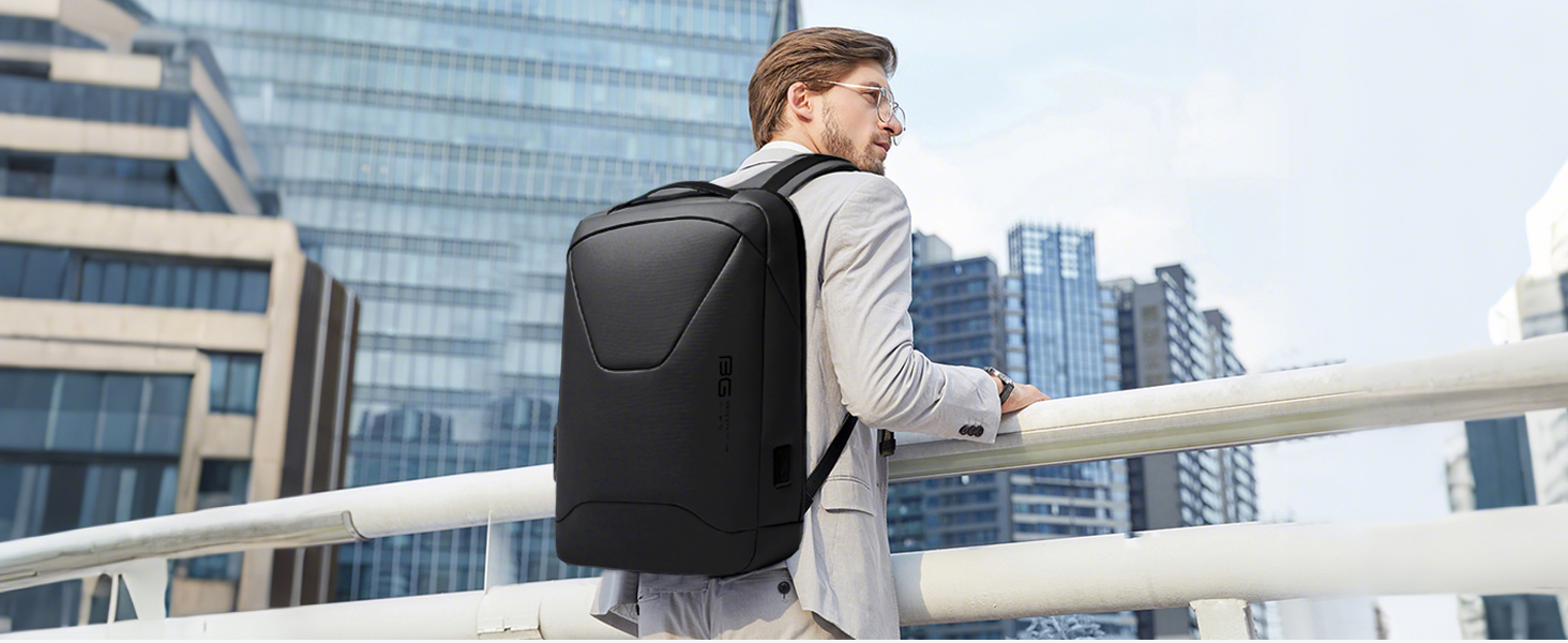 FANDARE Mochila Impermeable PU Daypack Con Puerto De Carga USB, Negro -, Duradero