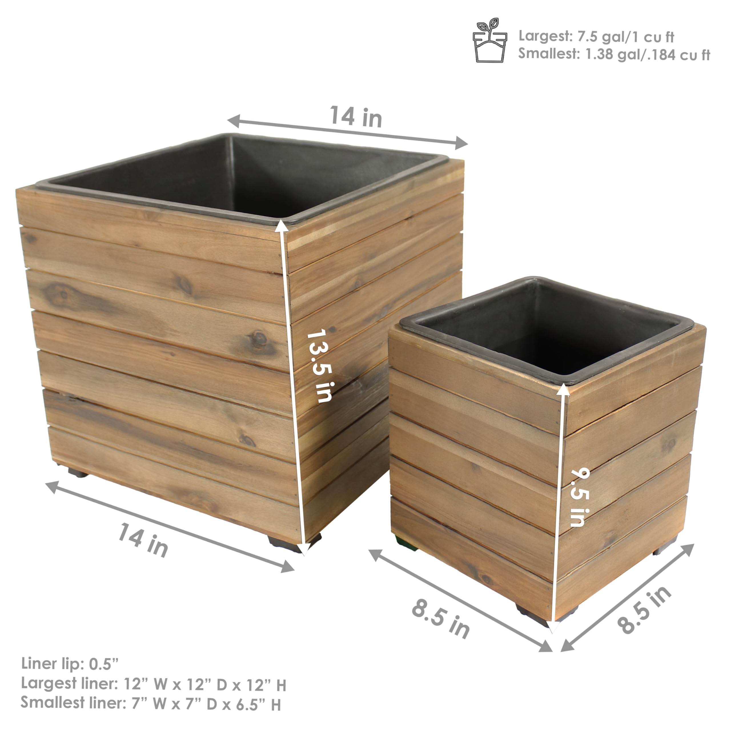 Amazon.com : Sunnydaze Outdoor Wooden Planter Boxes - 2 Acacia