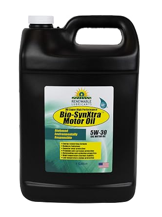 Renewable Lubricants Bio-SynXtra Super High Performance Motor Oil, 1 Gallon Jug 85123, Brown