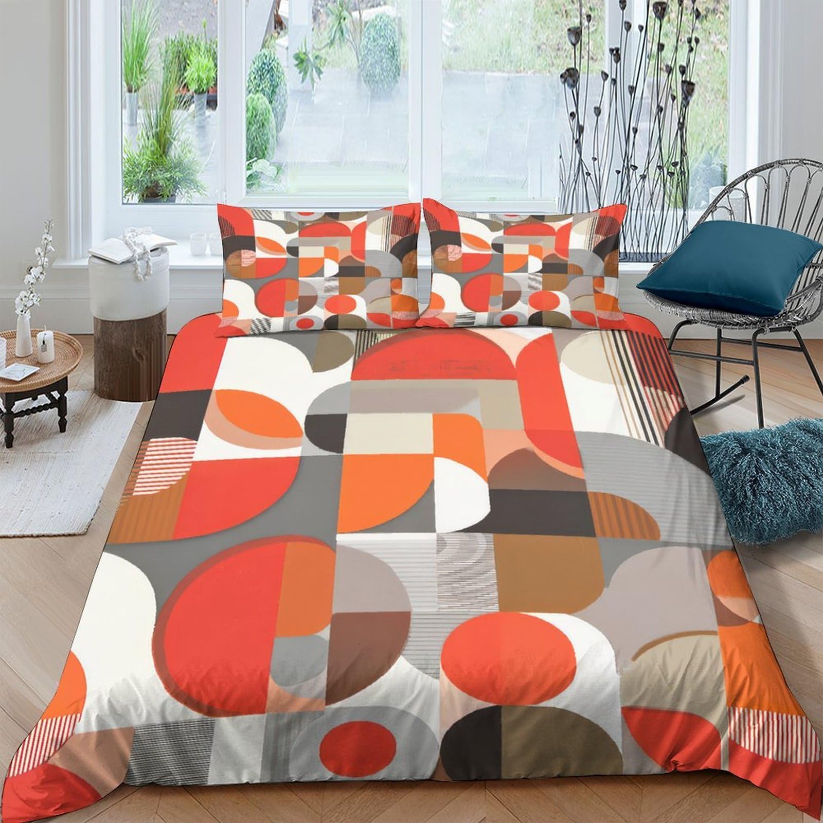 Ctjqhvkz Style-1 3D Printed Geometric Abstract Fitted Sheet Microfiber Breathable Orange Brown Bed Cover For Bedroom Dorm Decor Single（135X200cm）