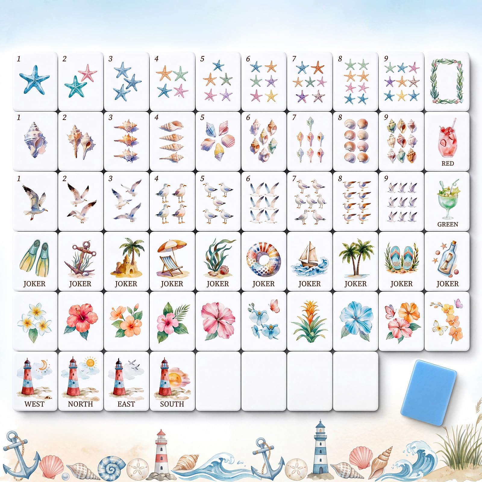 Thenshop 160 Pcs American Mahjong Tiles 1.2 Inch, Coastal โ image 1
