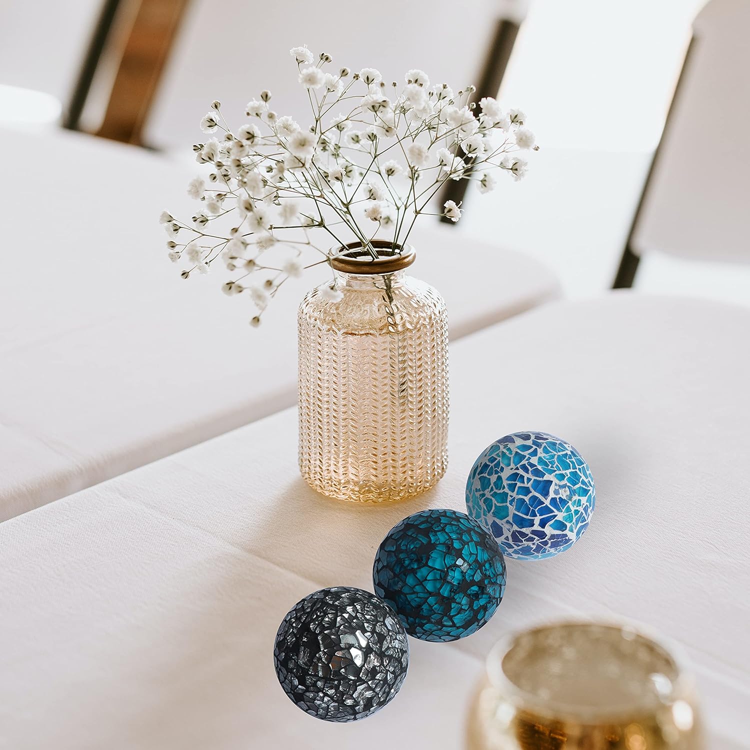 6 Pieces Decorative Glass Balls 2.4" Small Mosaic Sphere Decorative Orbs Centerpiece Balls for Bowls, Vases, Dining Table Decor, Diameter 2.4 Inches (A, 6) : Home & Kitchen