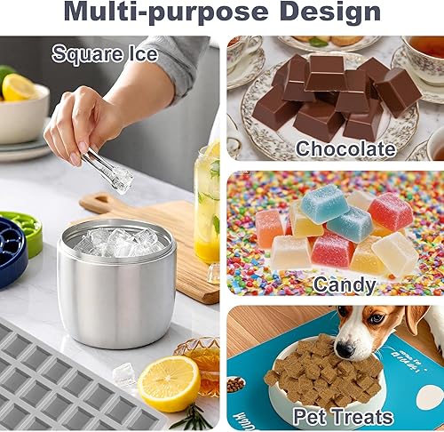 Miniatura 4 de Moldes cuadrados de silicona para dulces de chocolate, mini molde de goma de silicona para terraza cuadrada, 72 cavidades tamaño de molde de fondant