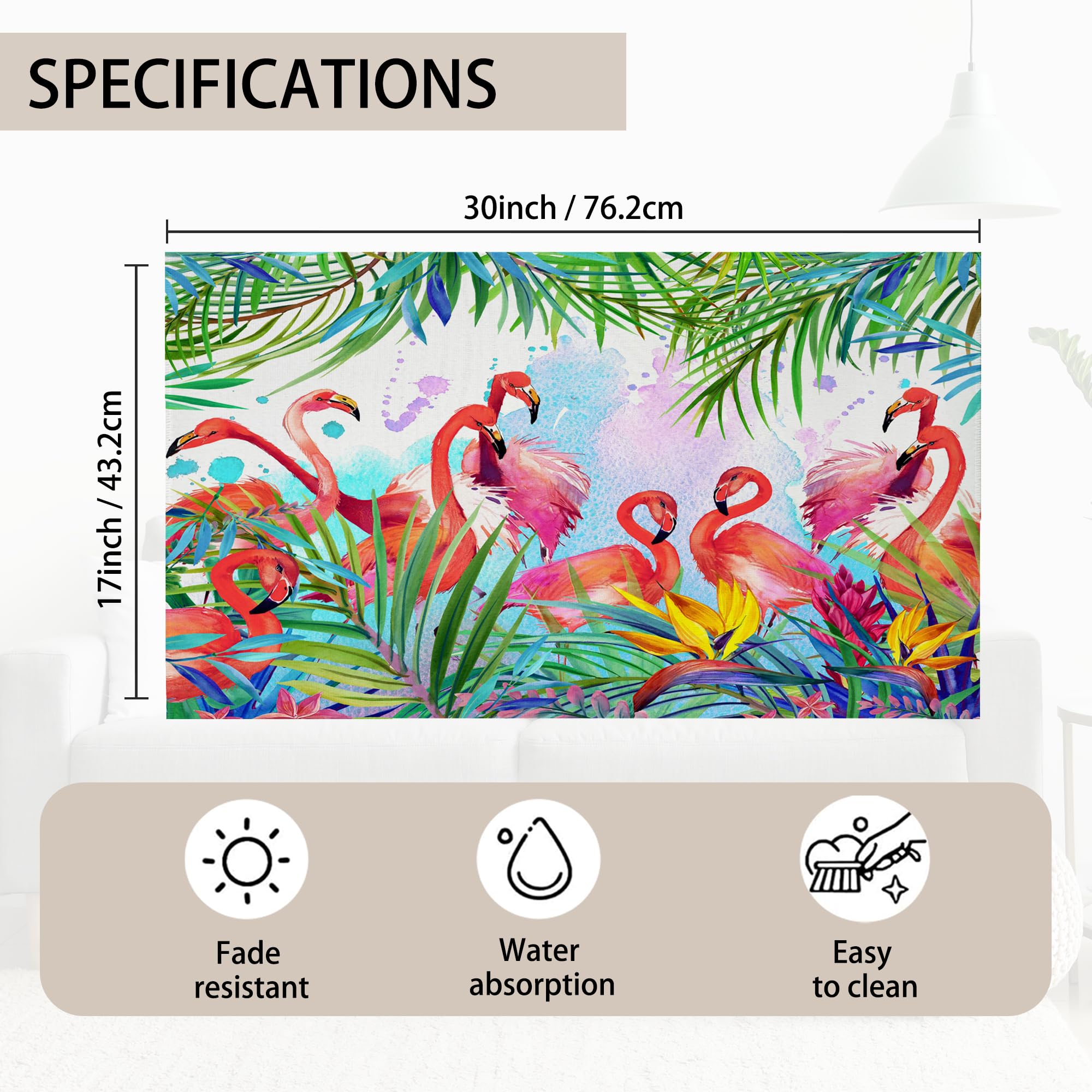 TUBAMQ Flamingo Entrance Door Mat,Tropical Flowers Leaves Decor Doormat,Non-Slip Carpet Rugs with Felt Decorative for Home/Indoor/Outdoor 17