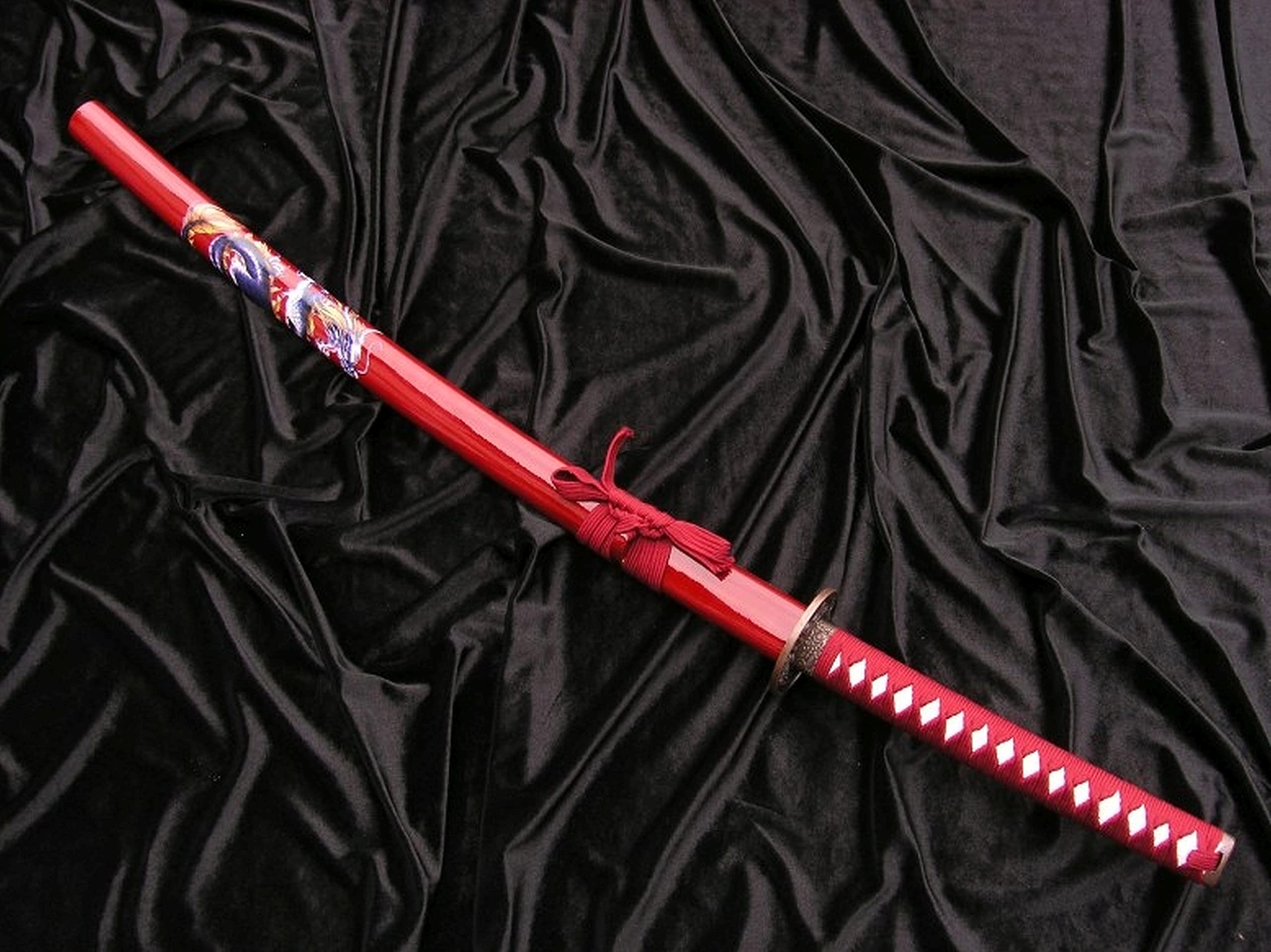 Spada da samurai Katana Red Dragon Sword Real Metal Not Sharp Steel con fodero per la decorazione di un collezionista o come regalo 4KM80-405RD